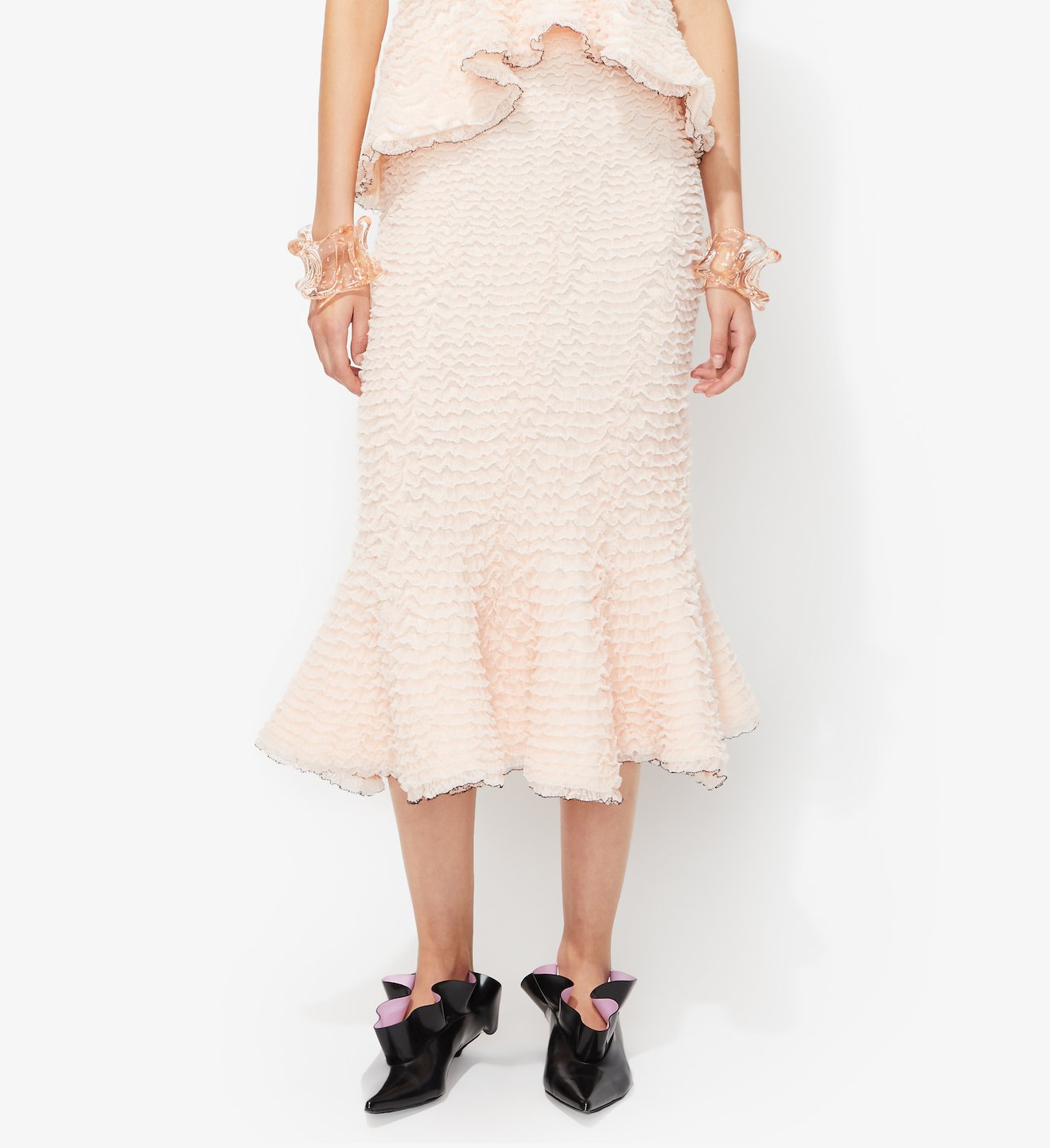 Ruffle Knit Fluted Skirt