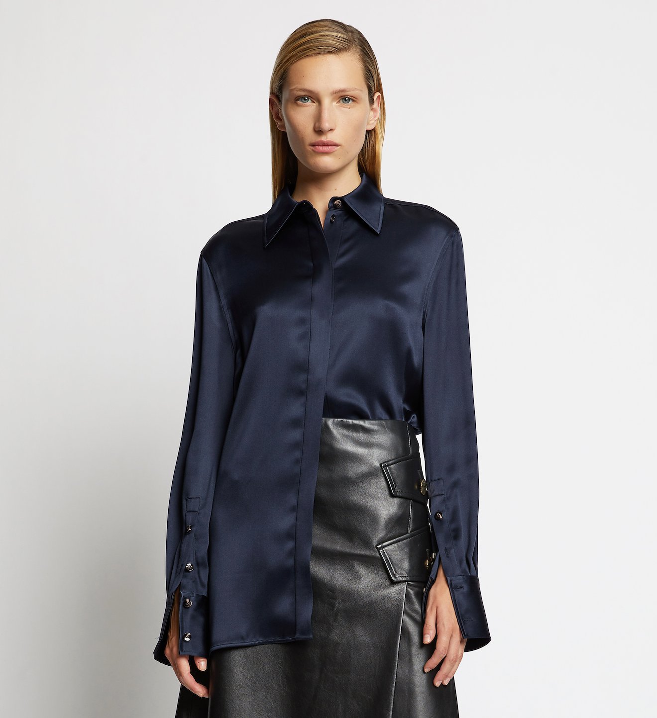 Satin Button Down Shirt