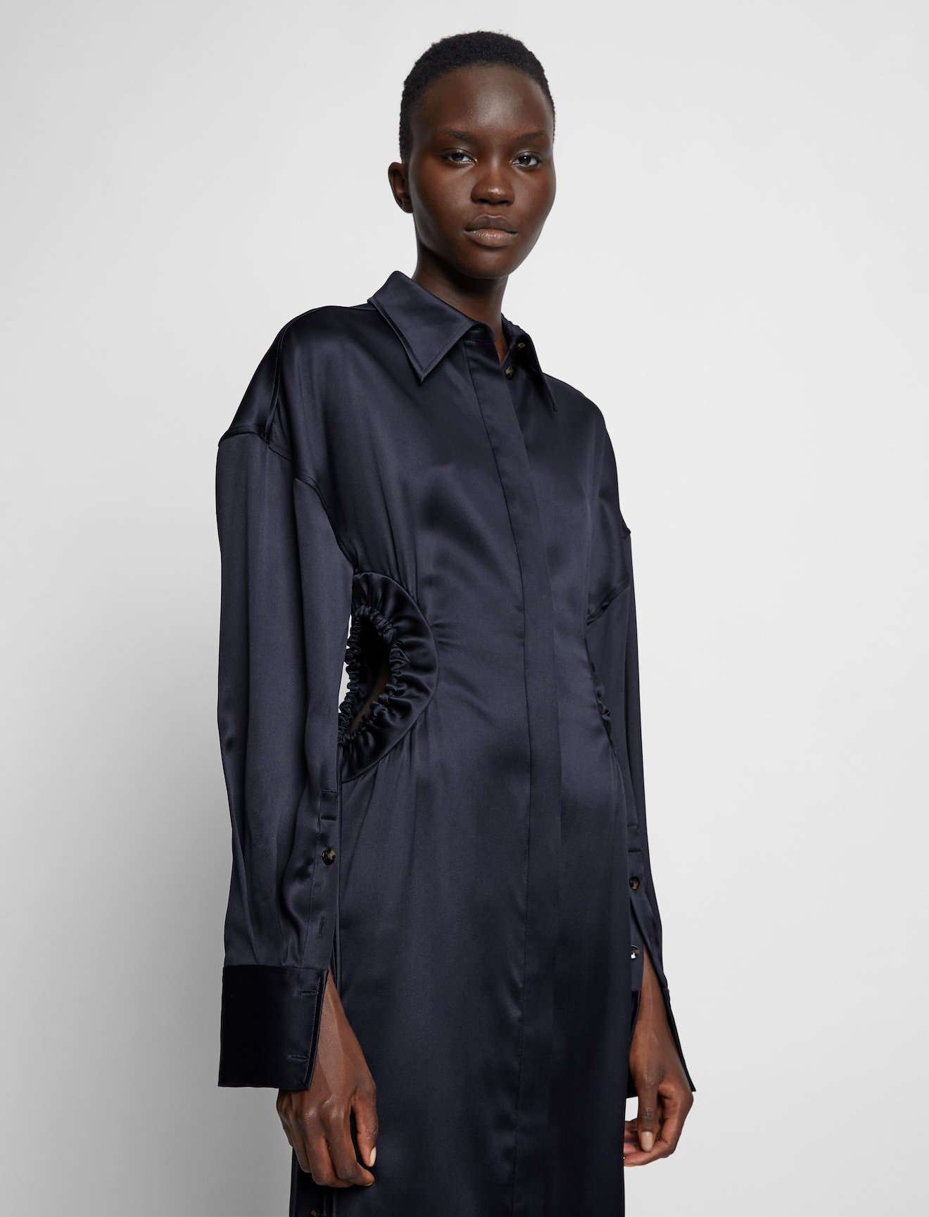 Satin Cut Out Shirt Dress #3