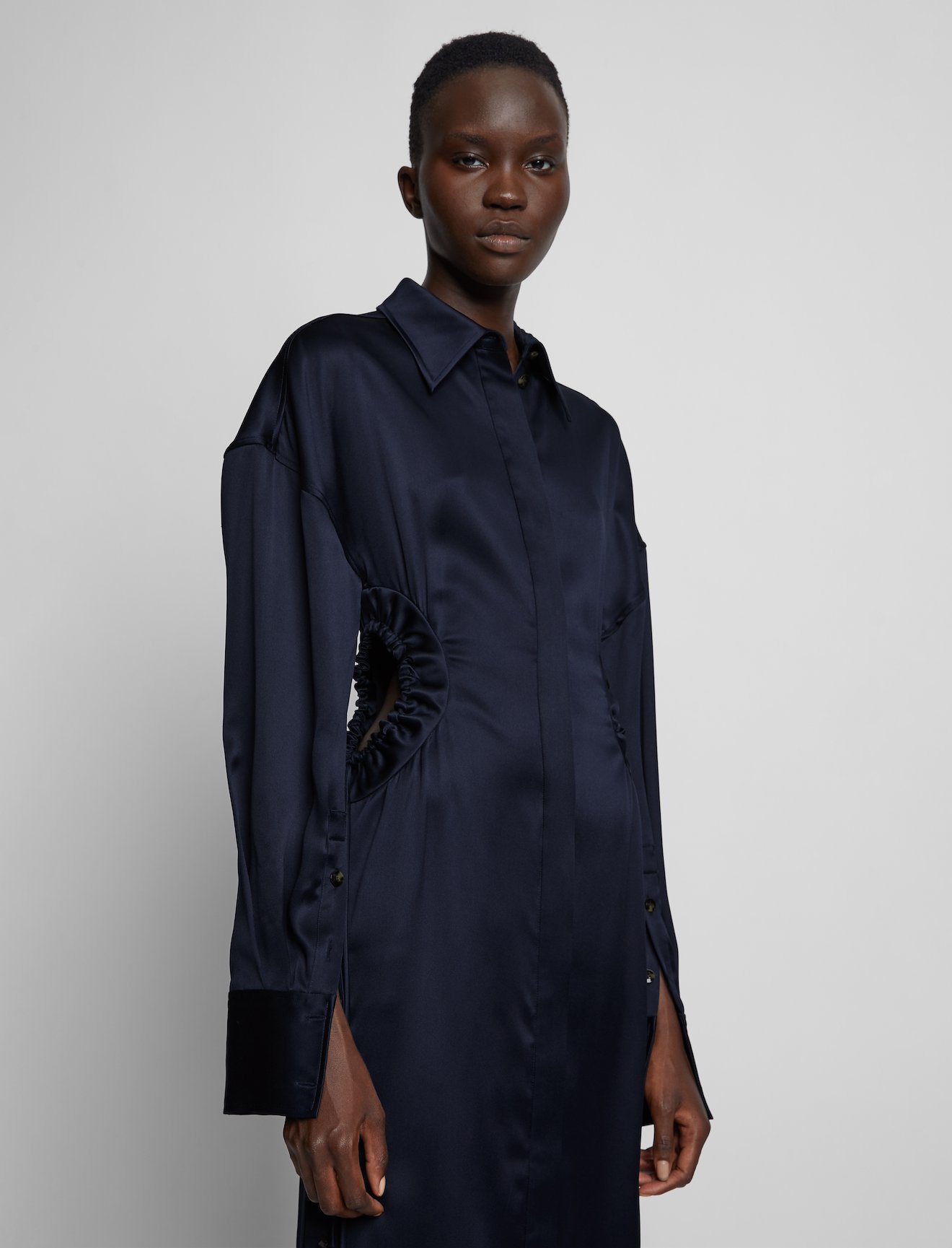 Satin Cut Out Shirt Dress #3