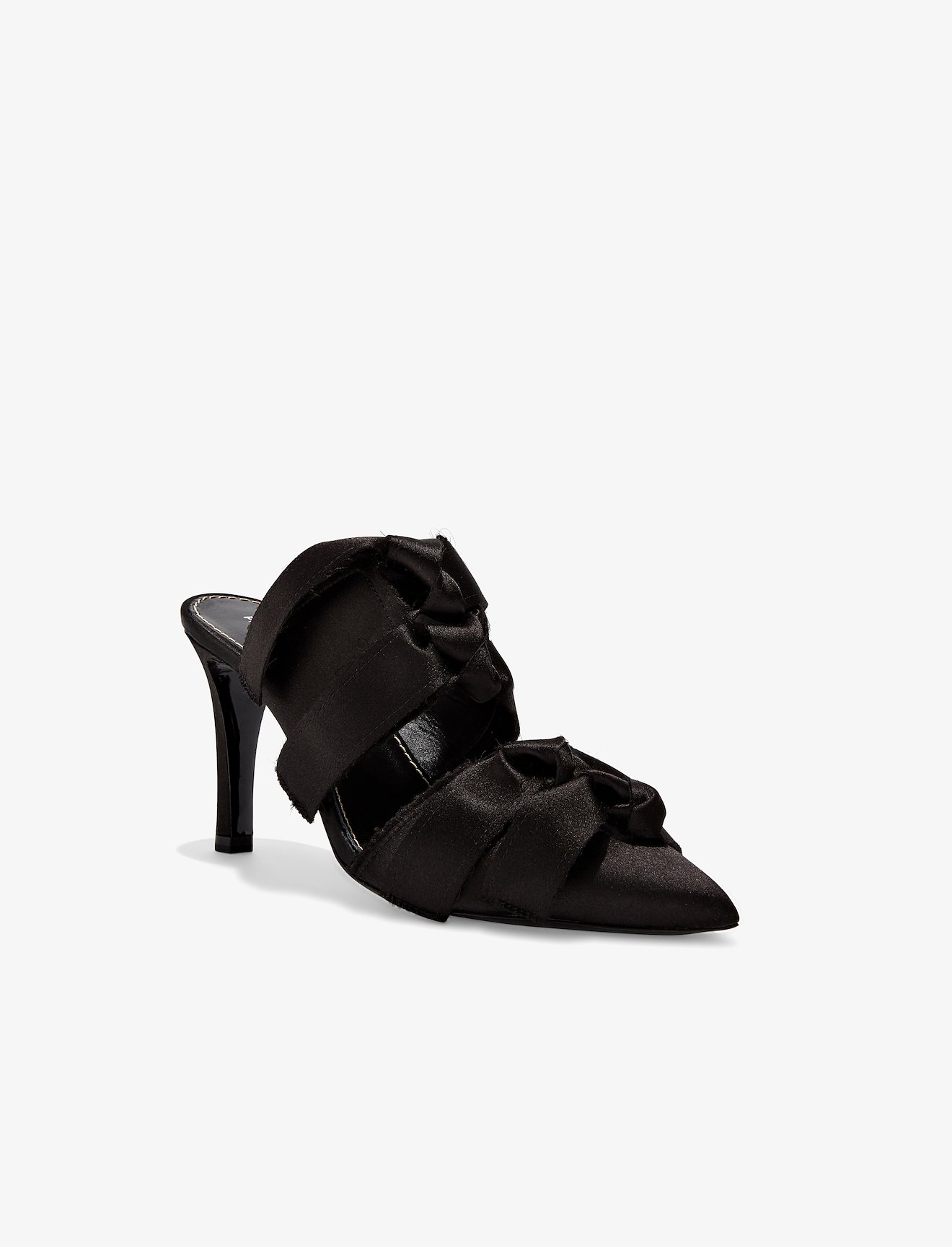 Satin High Mule with Ties #1