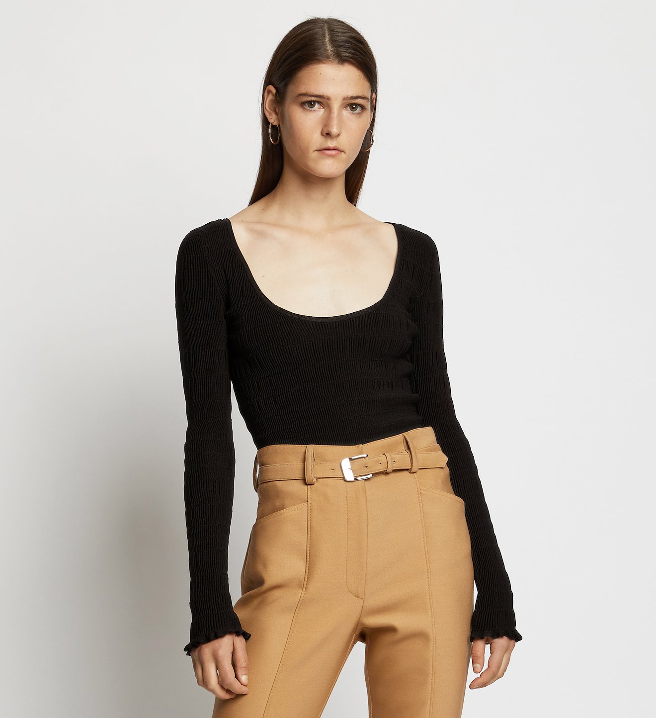 Scoop Neck Smocked Knit Top