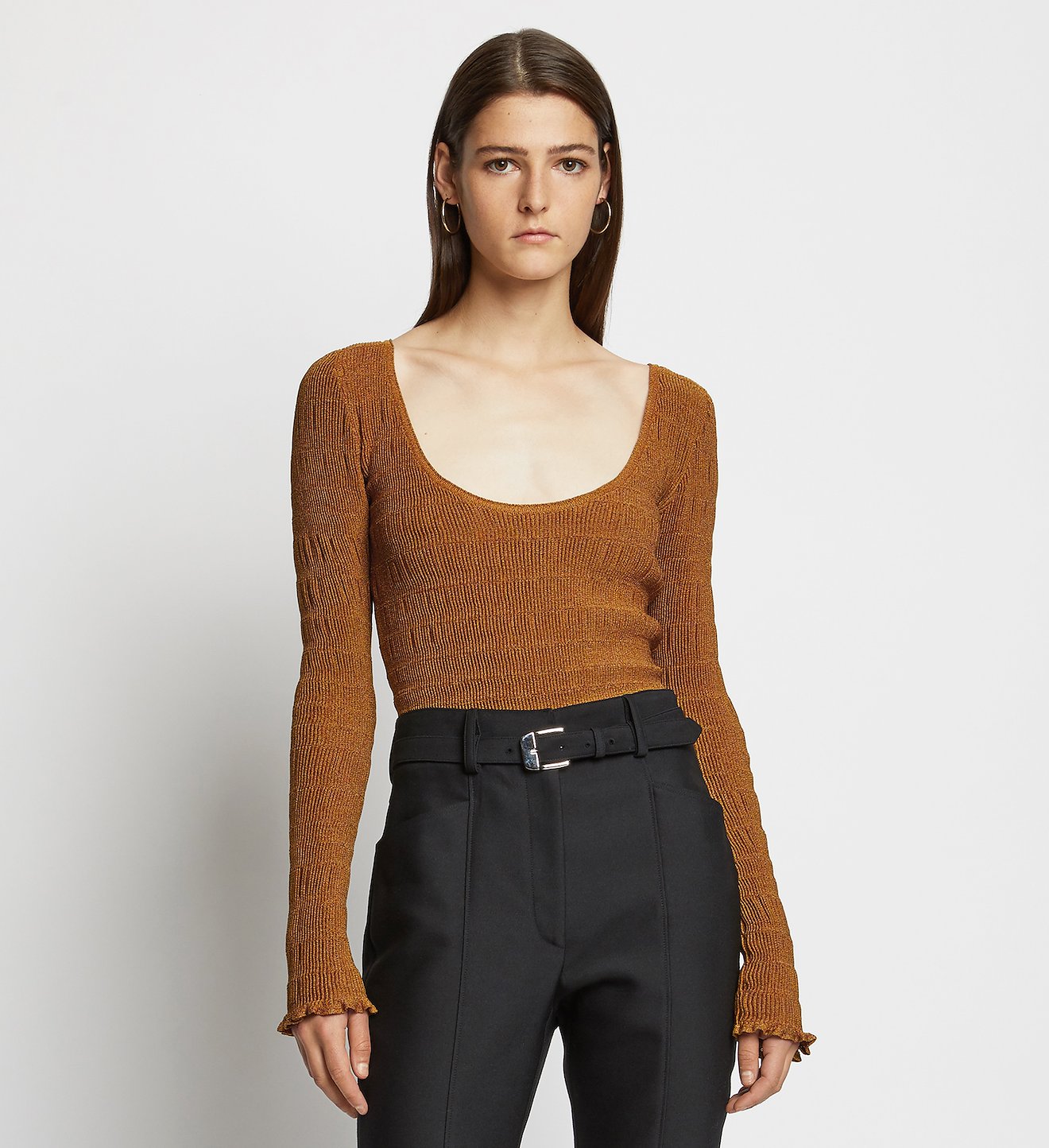 Scoop Neck Smocked Knit Top