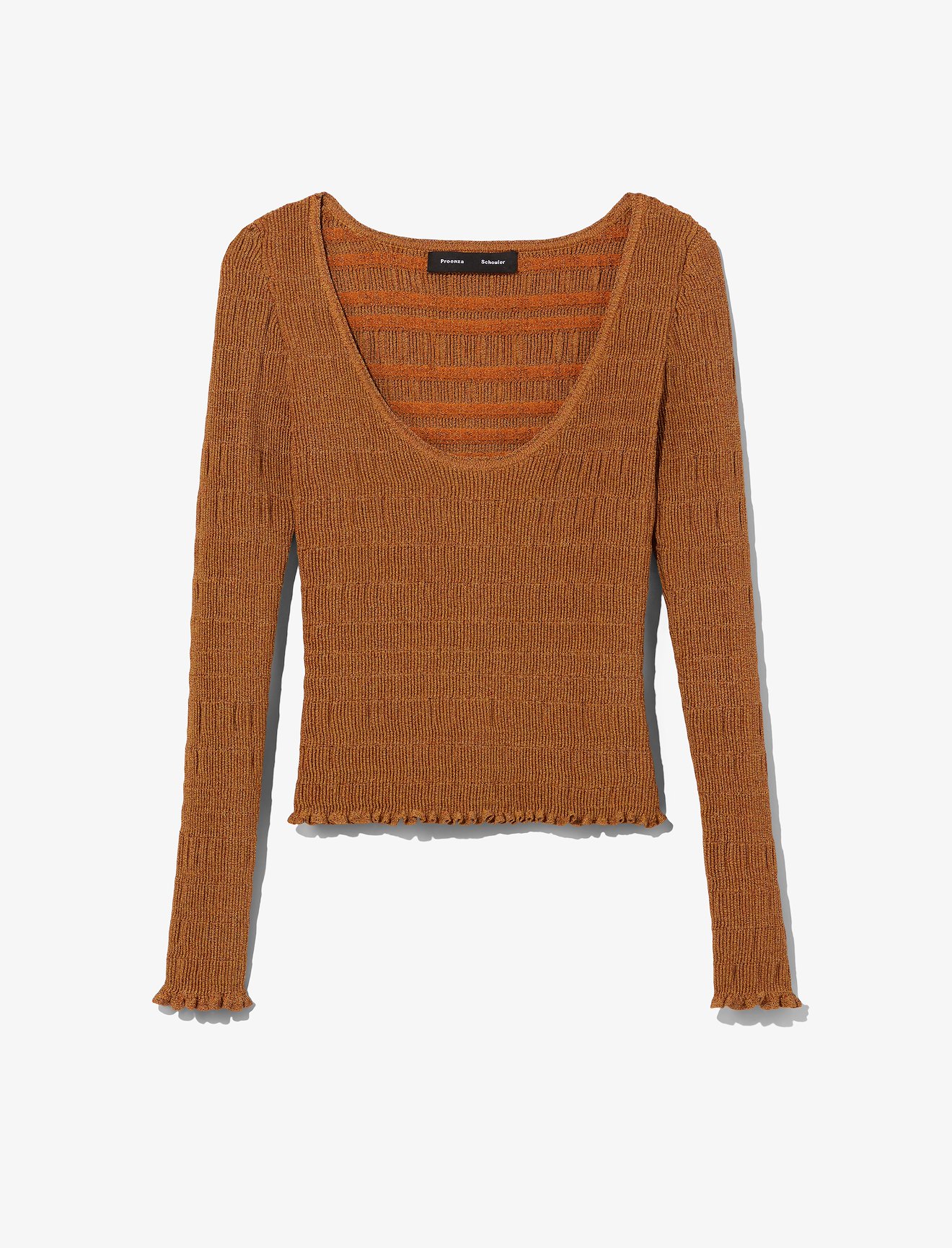 Scoop Neck Smocked Knit Top #4