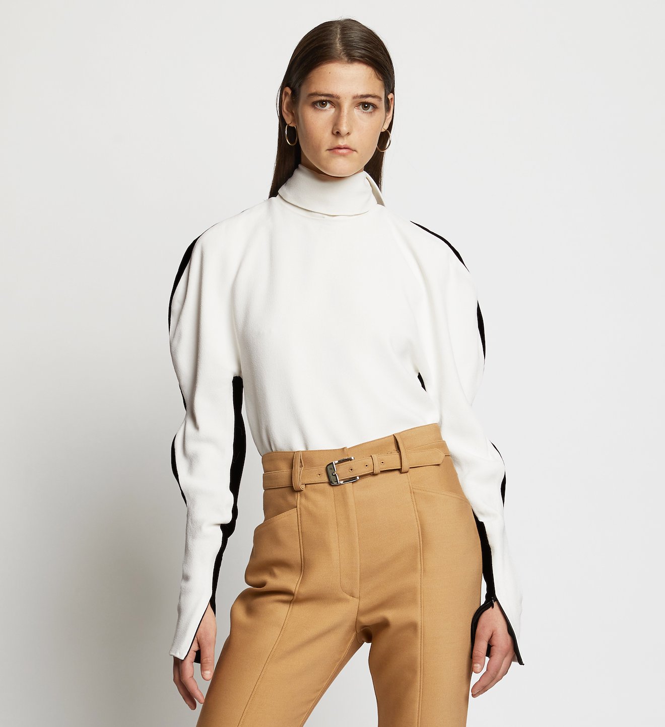 Sculpted Sleeve Crepe Velvet Top