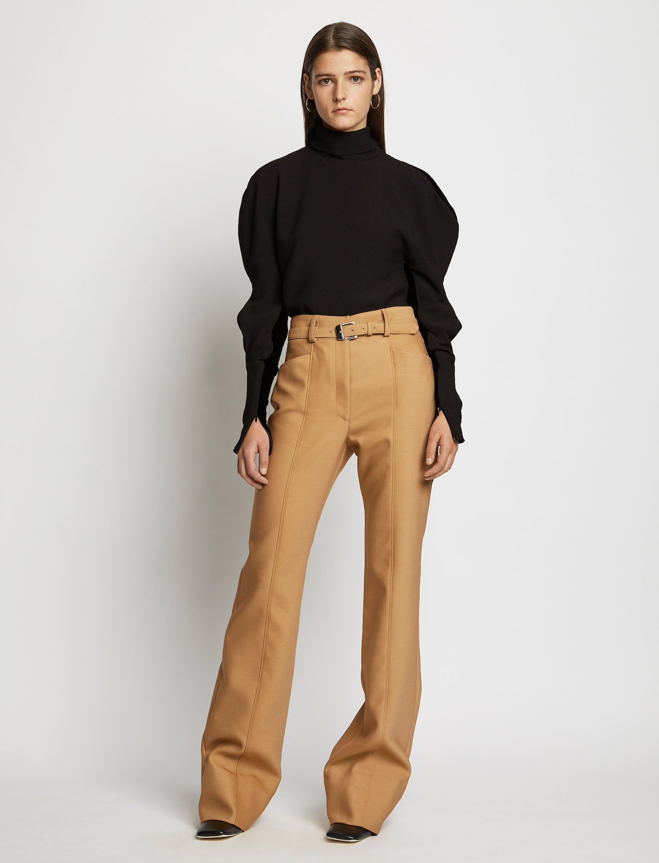 Sculpted Sleeve Crepe Velvet Top #1