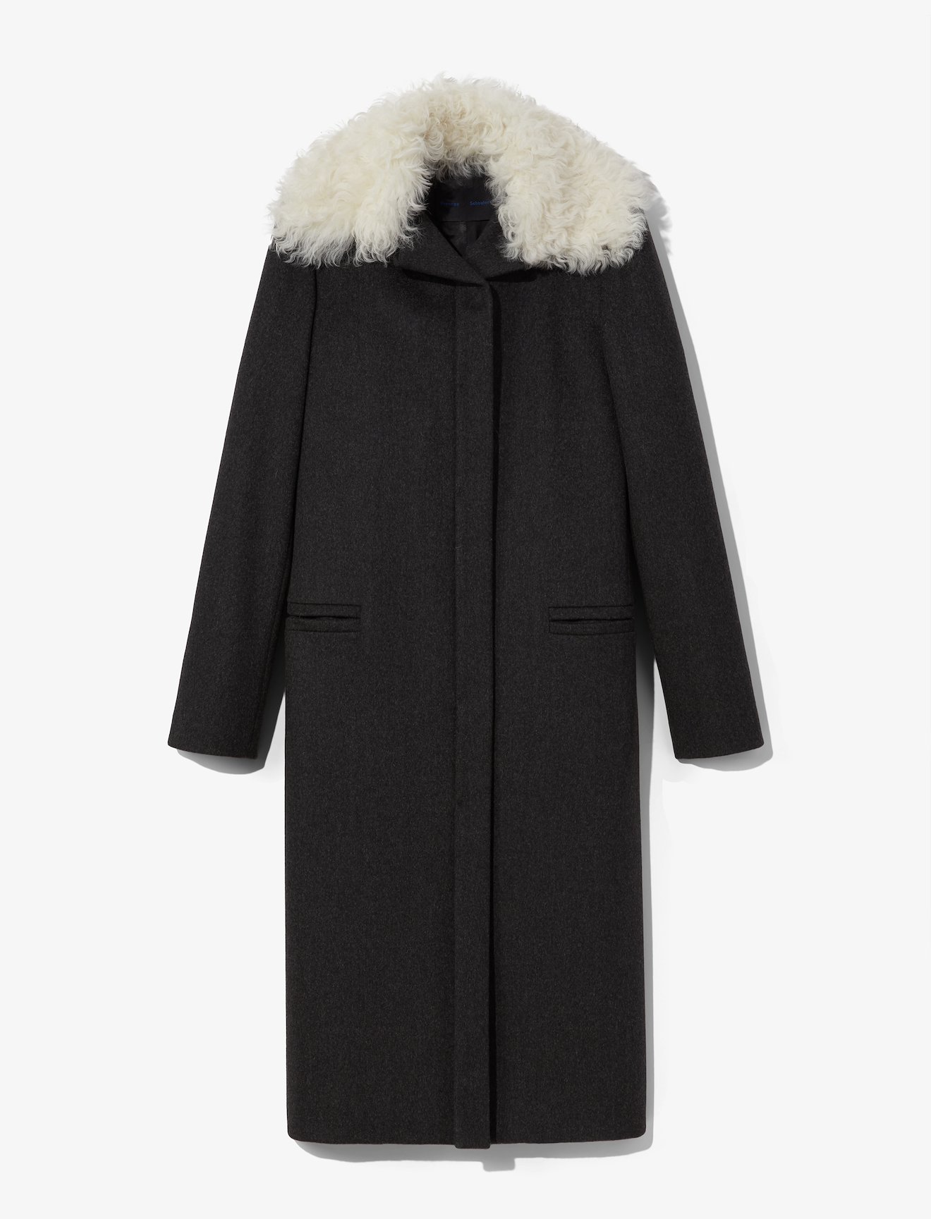 shearling-collar melange wool coat #4