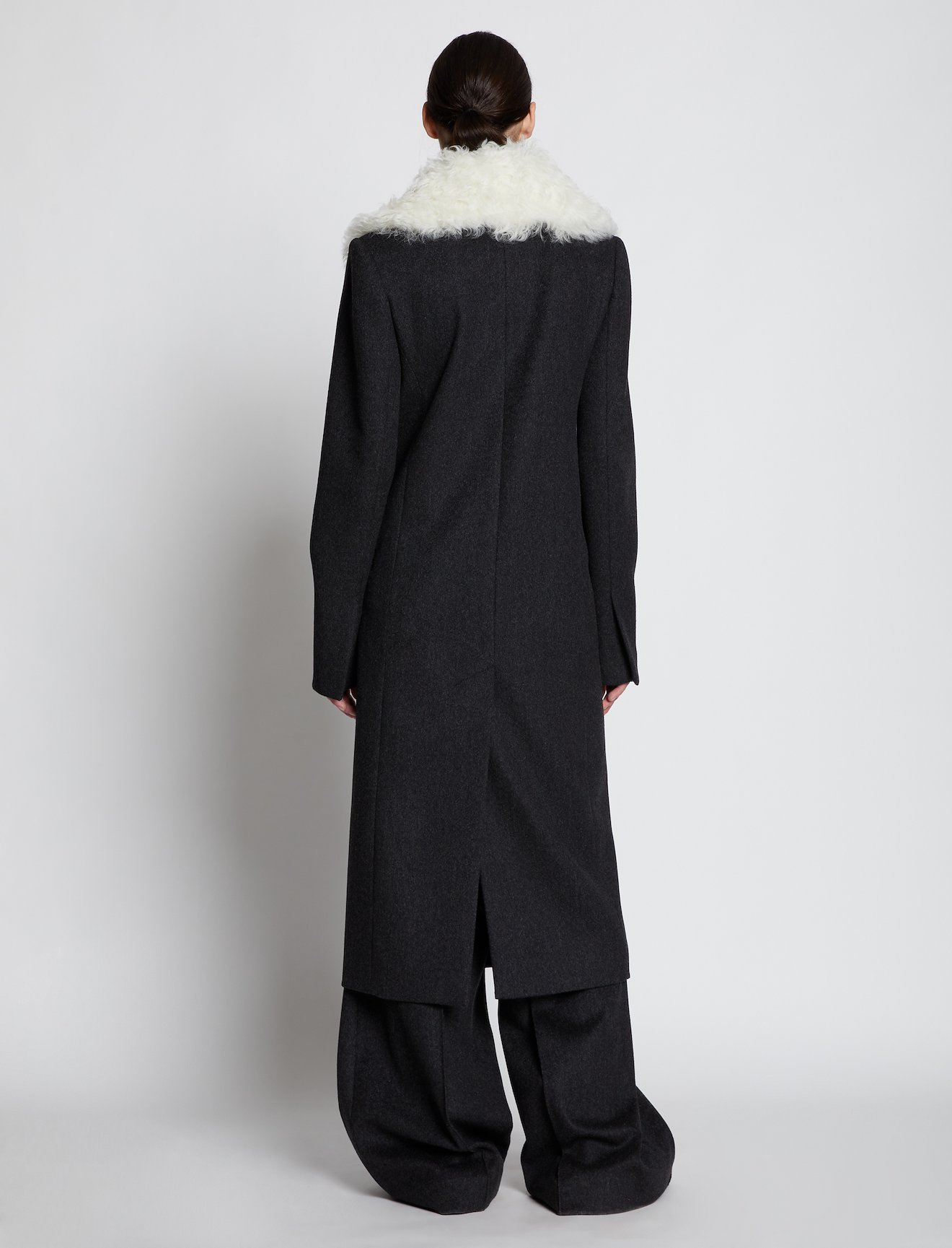 shearling-collar melange wool coat #2