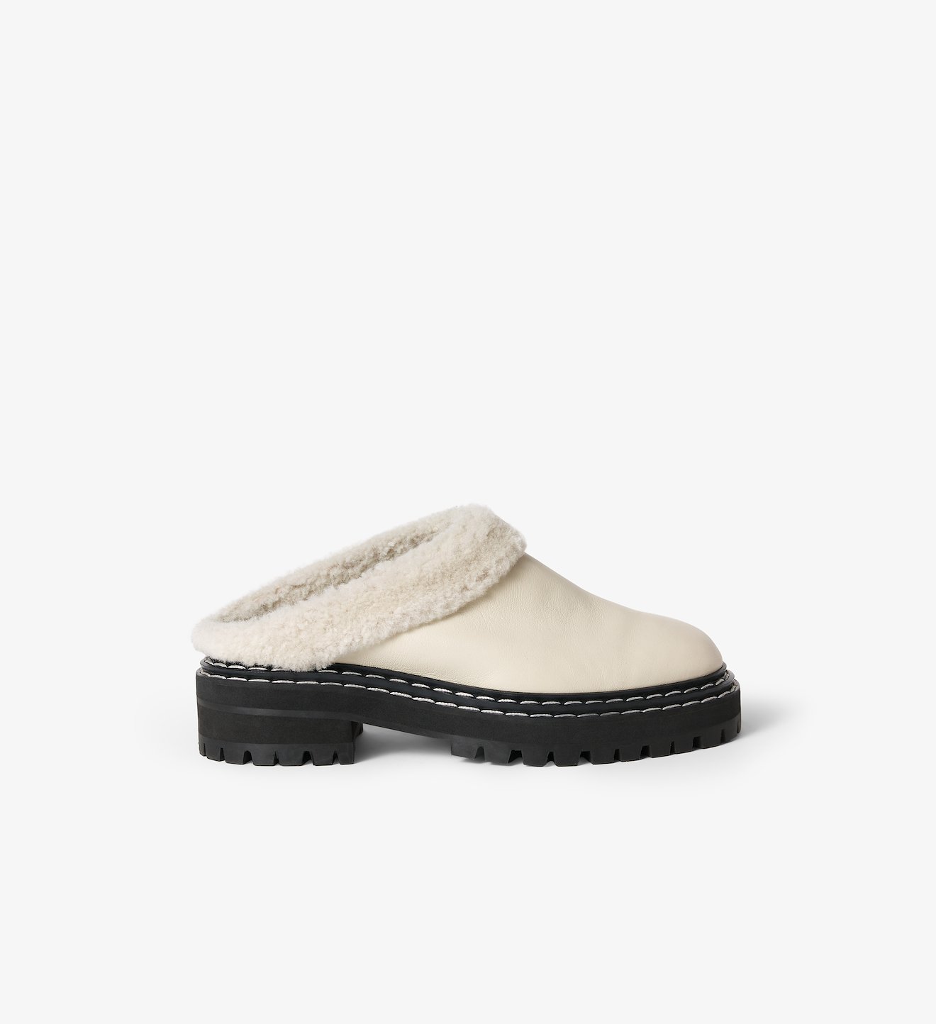 Shearling Lug Sole Mules