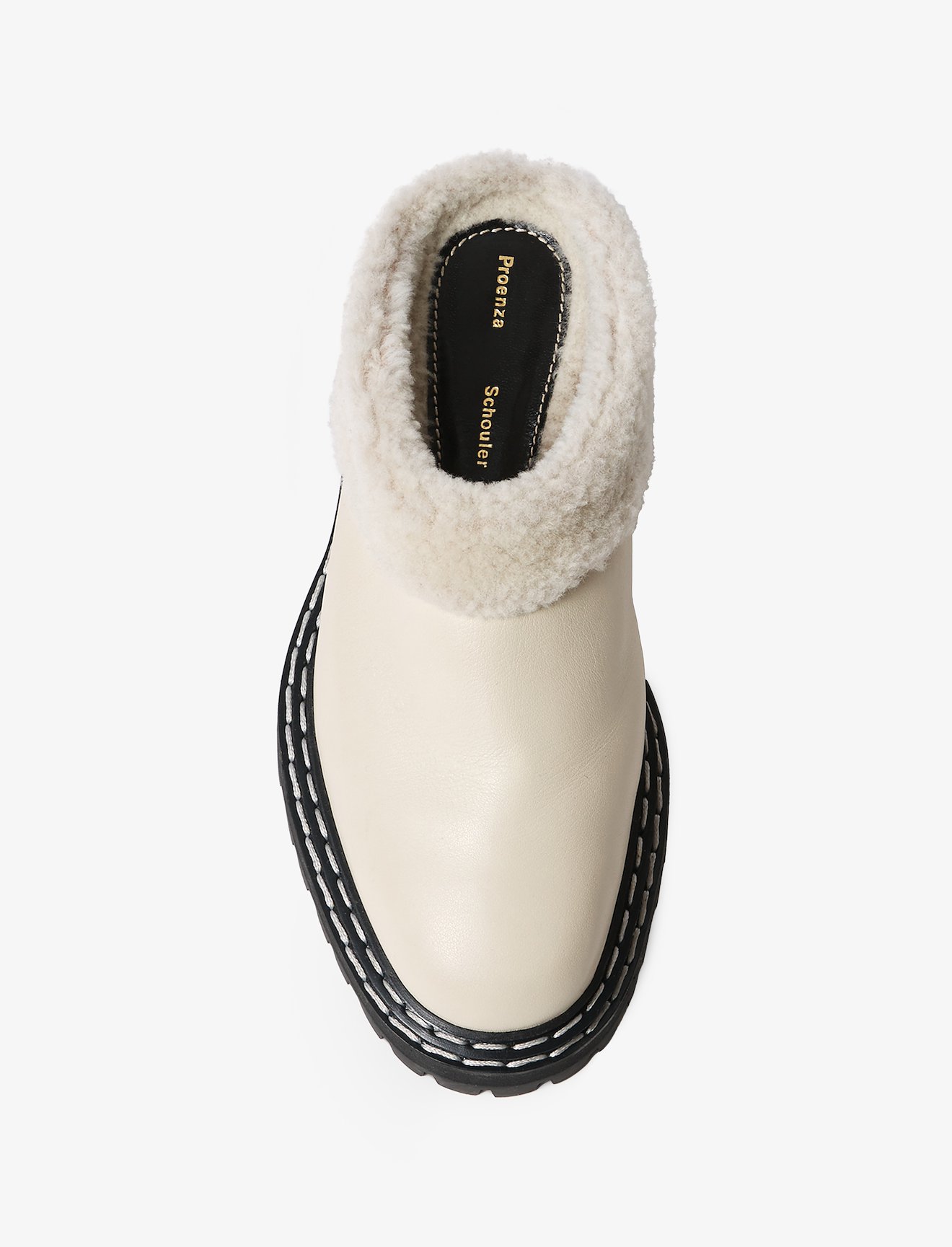 Shearling Lug Sole Mules in white | Proenza Schouler