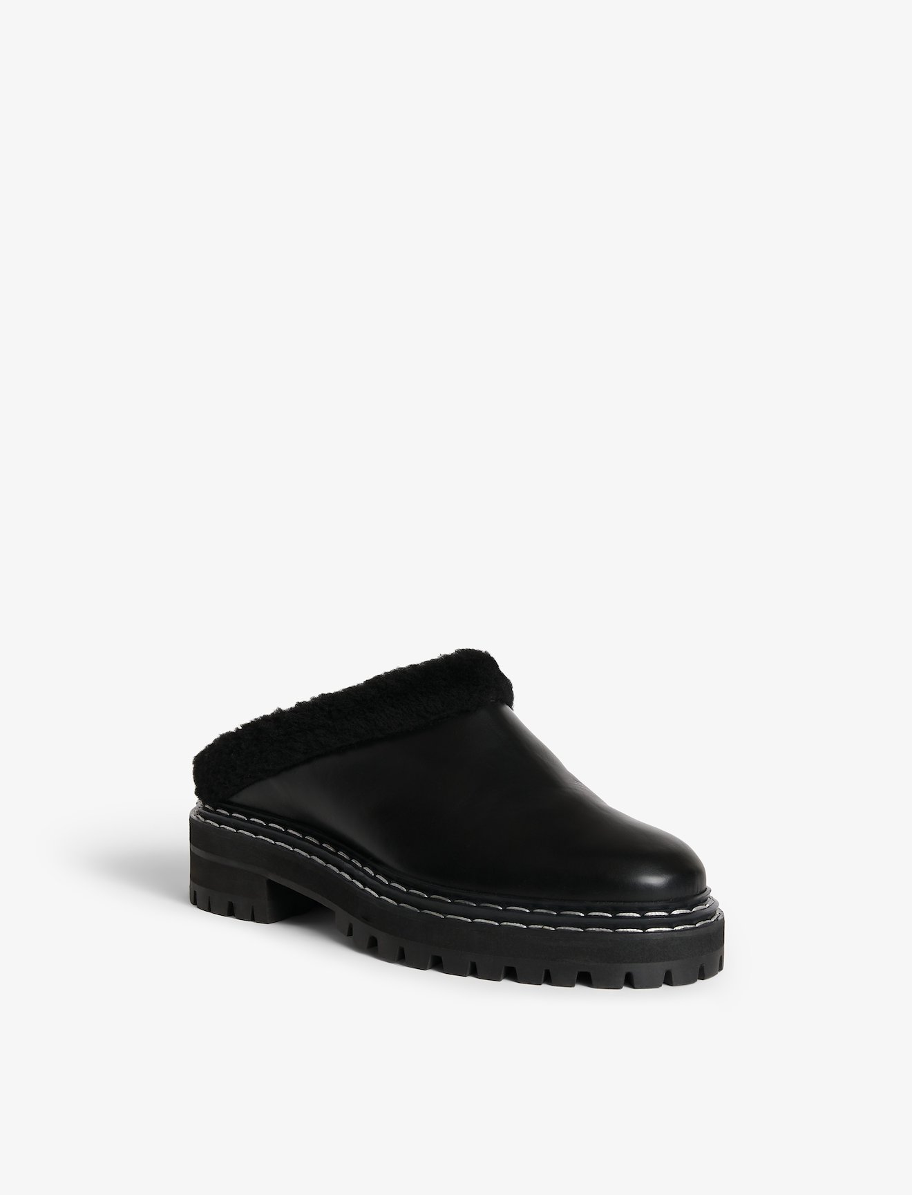 Shearling Lug Sole Mules #1