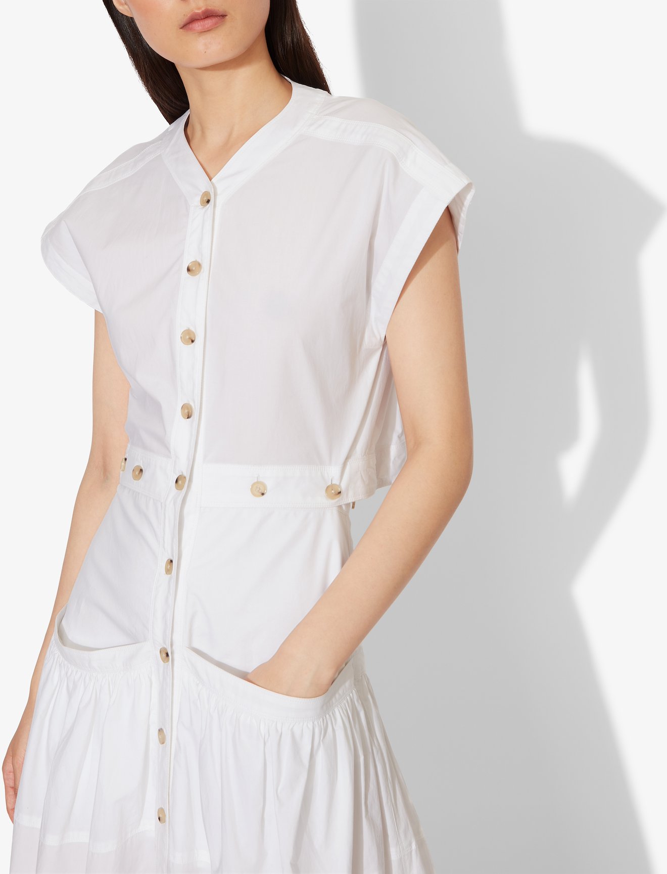 Short Sleeve Buttoned Cotton Dress #3