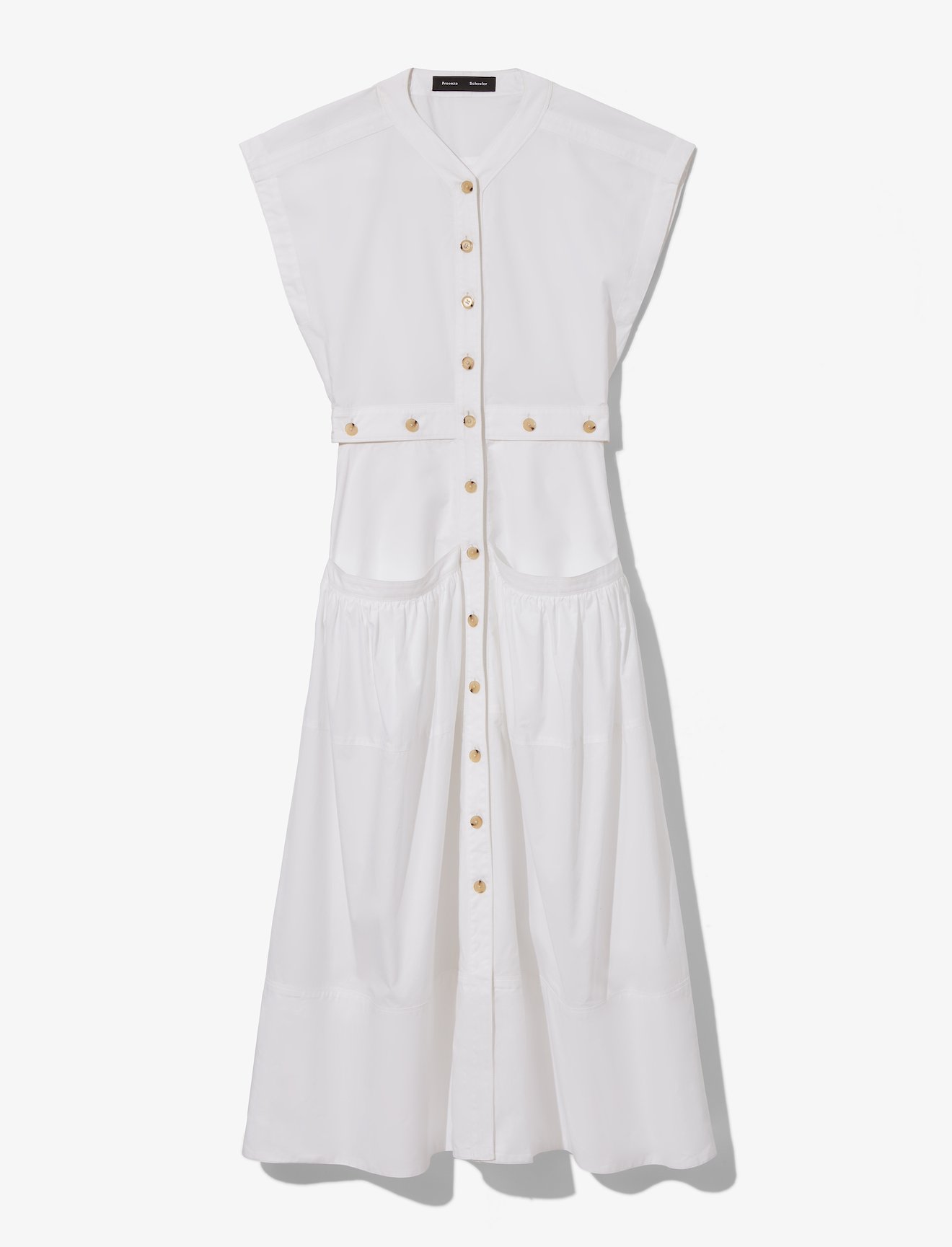 Short Sleeve Buttoned Cotton Dress #4