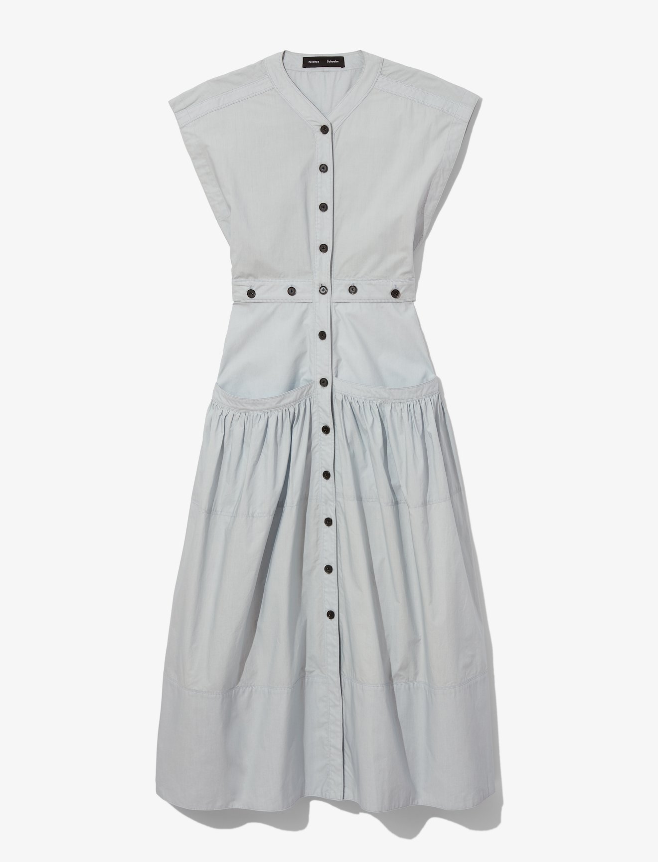 Short Sleeve Buttoned Cotton Dress #4