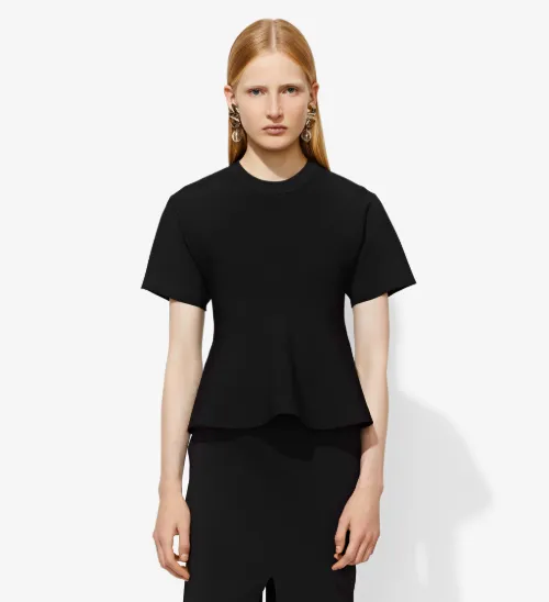 Short Sleeve Flare Knit Top