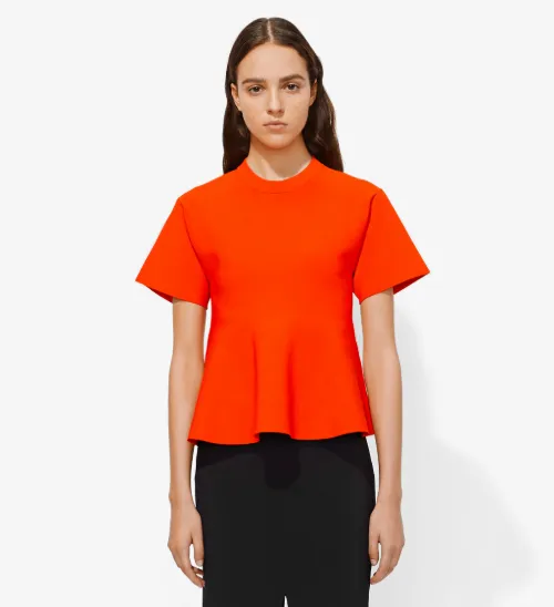 Short Sleeve Flare Knit Top