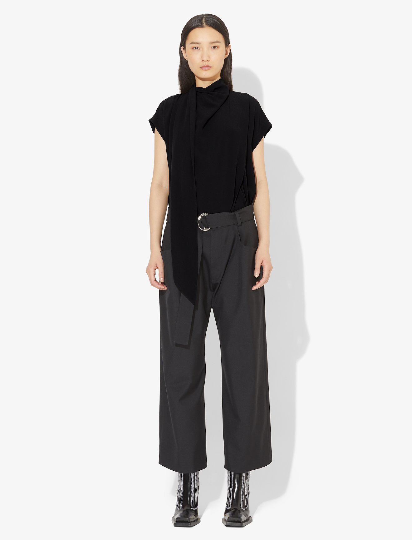 Short Sleeve Scarf Top #1