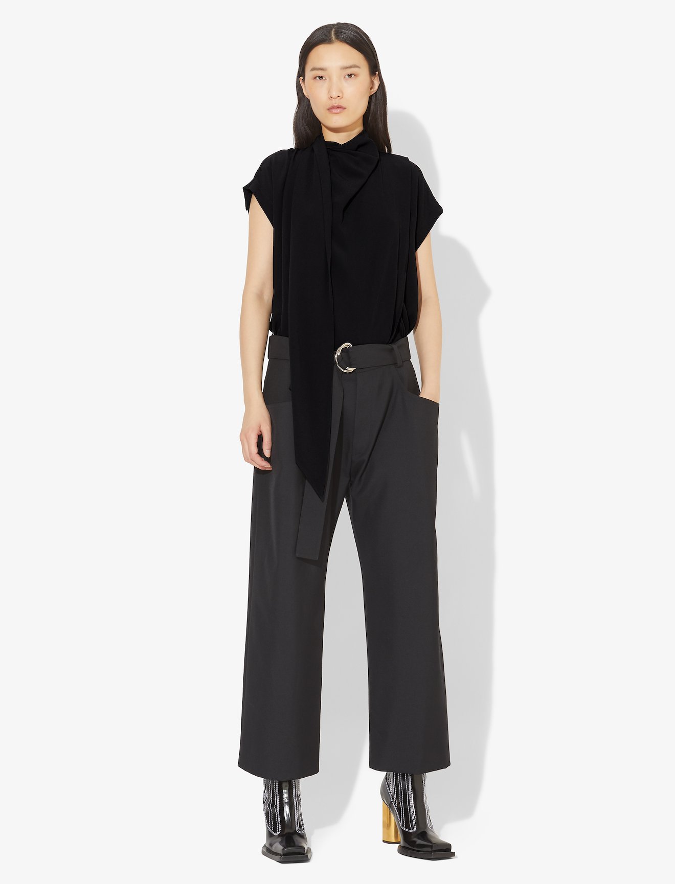 Short Sleeve Scarf Top #5