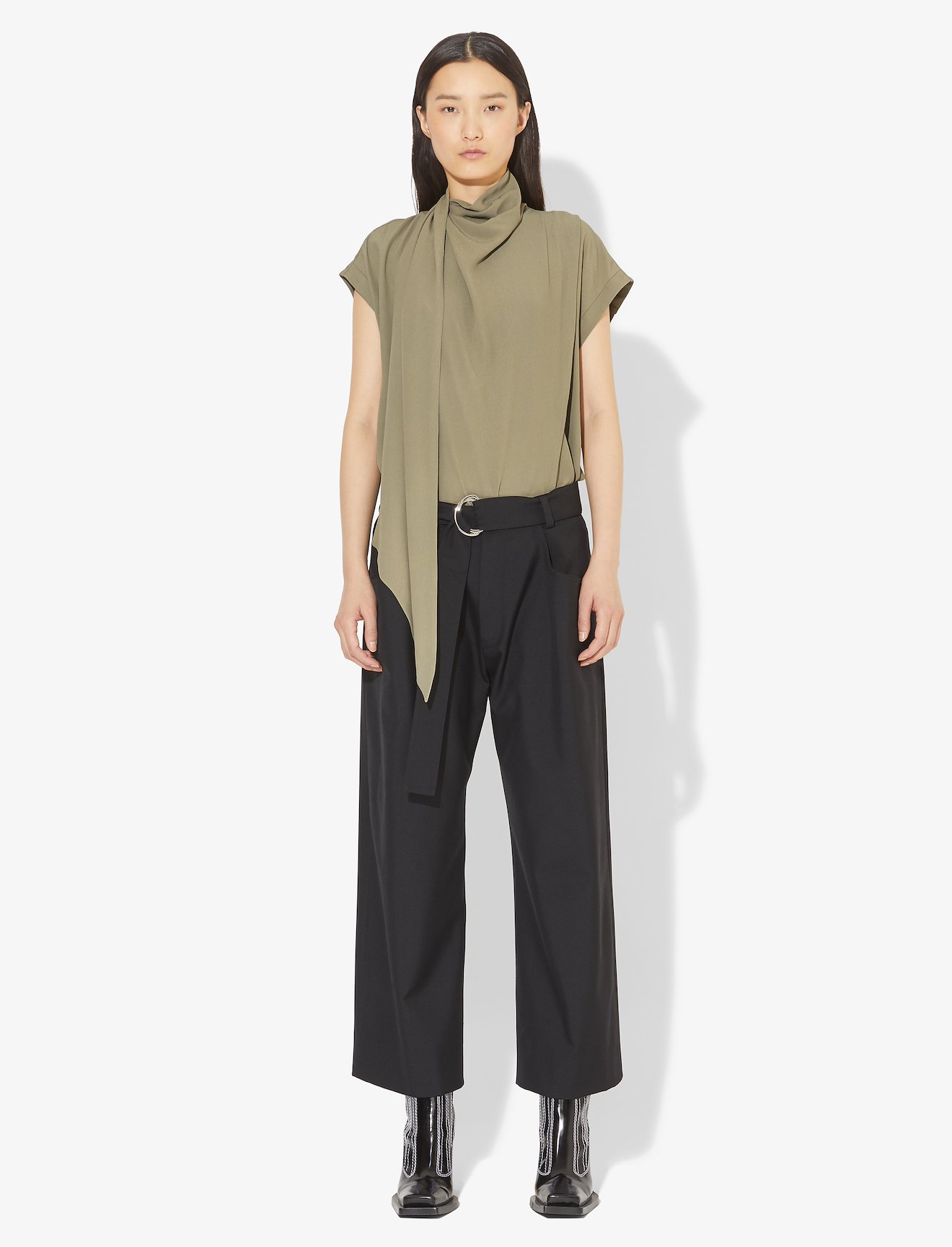 Short Sleeve Scarf Top #1