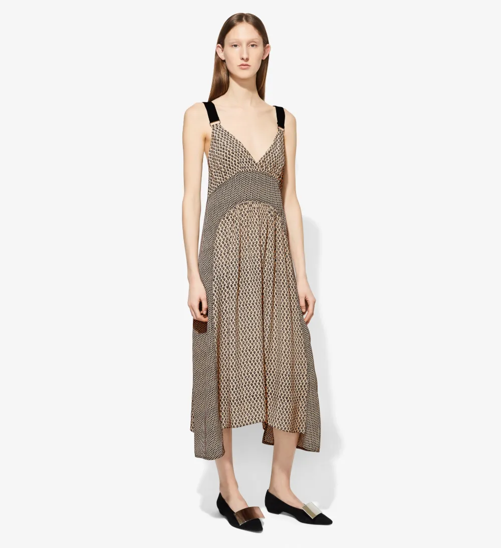 Silk Block Print Cami Dress