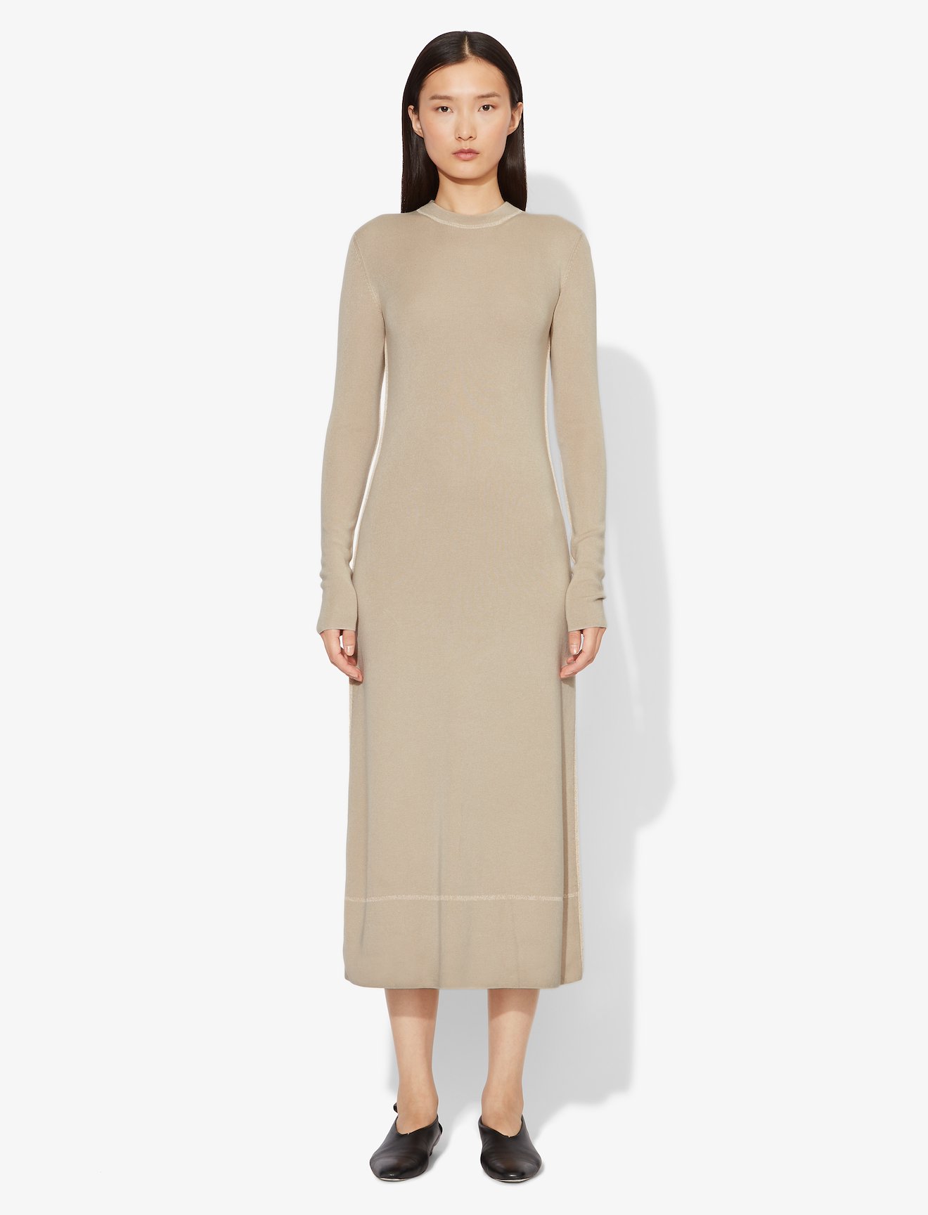 Silk Cashmere Long Sleeve Crewneck Dress #1
