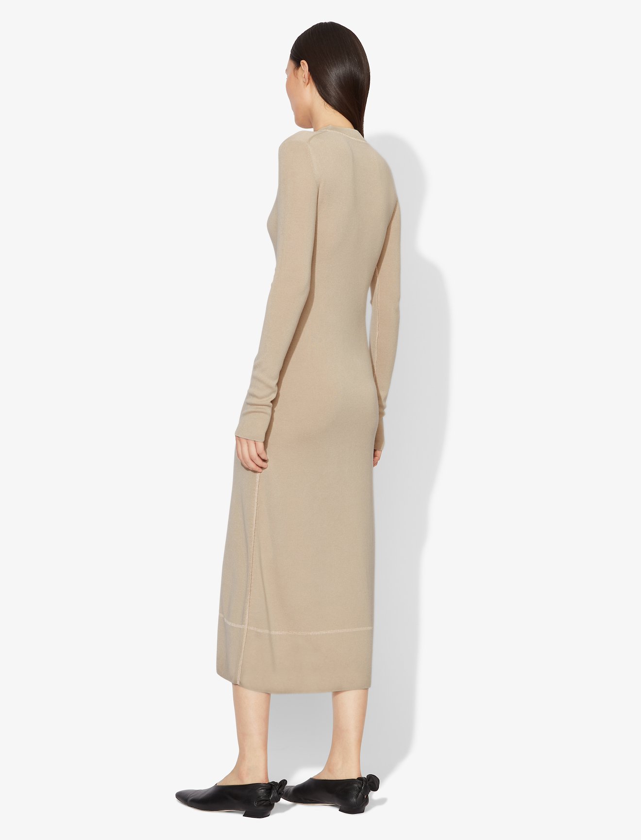 Silk Cashmere Long Sleeve Crewneck Dress #2