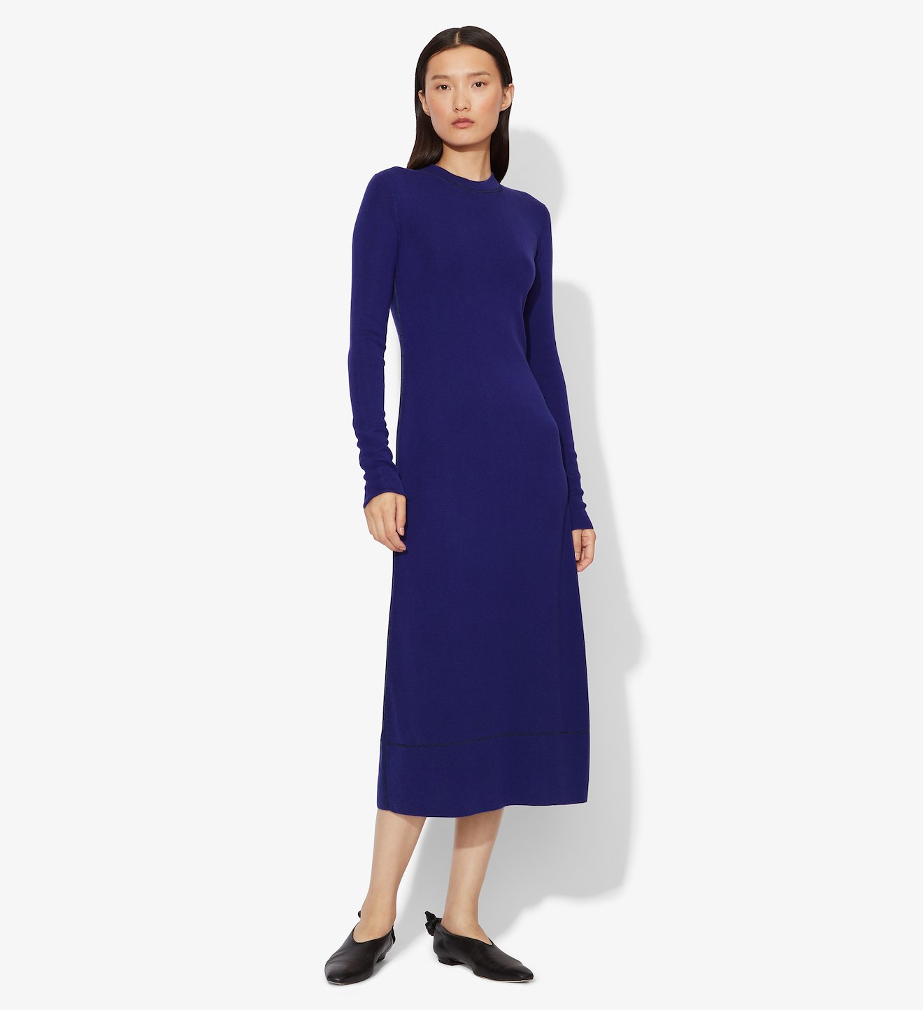 Silk Cashmere Long Sleeve Crewneck Dress