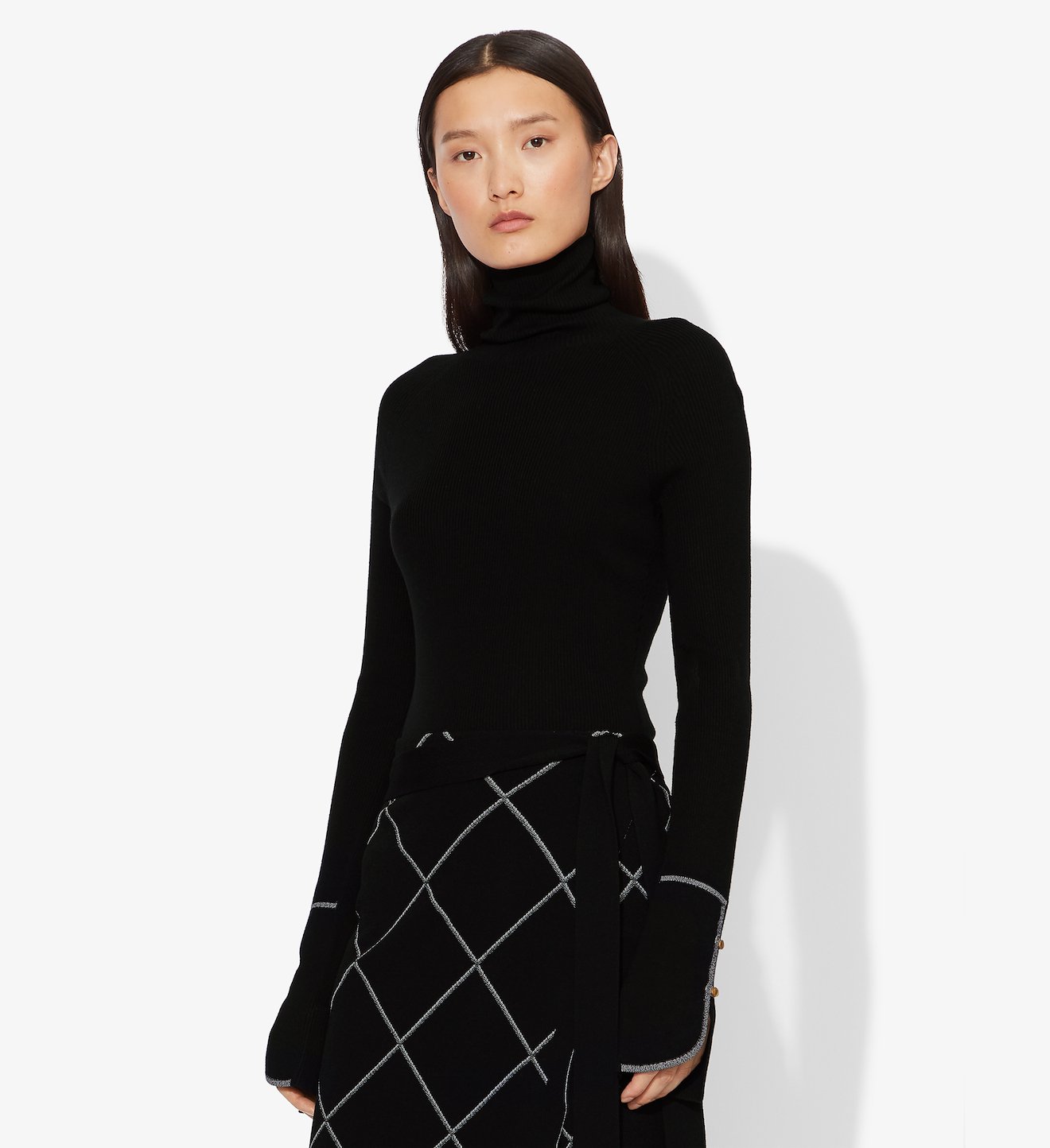 Silk Cashmere Long Sleeve Knit Turtleneck