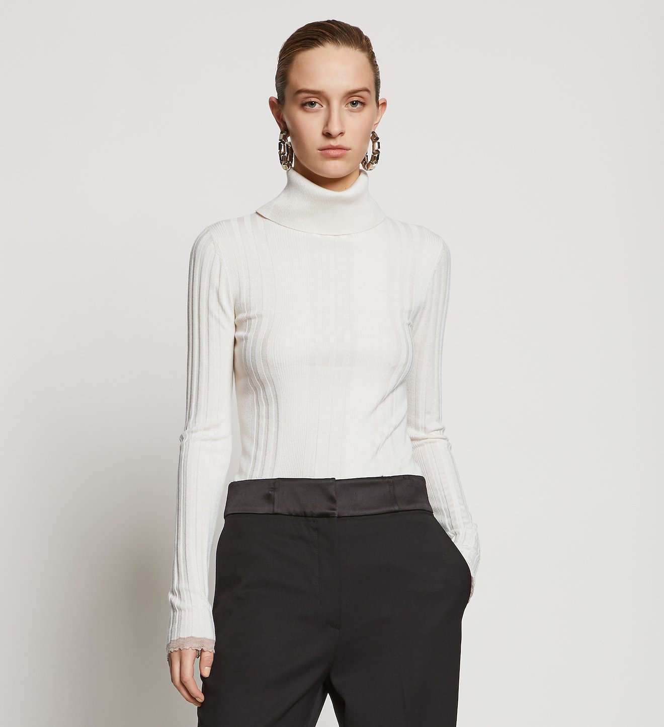 Silk Cashmere Turtleneck Knit Top