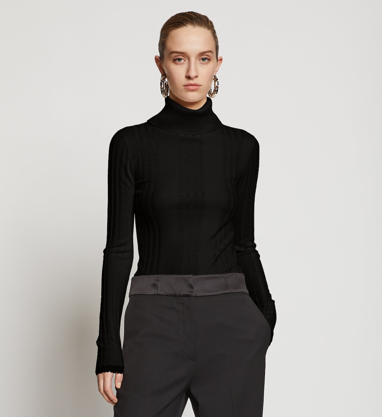 Silk Cashmere Turtleneck Knit Top