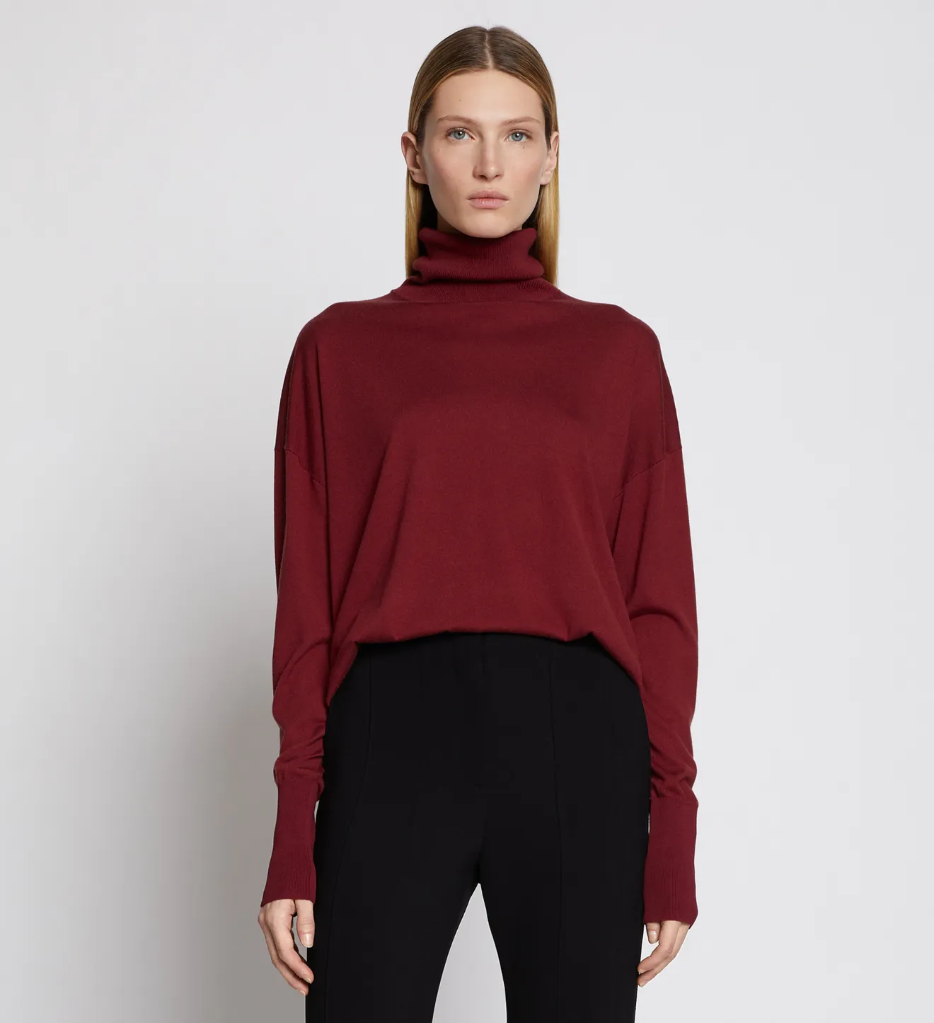 red cashmere turtleneck