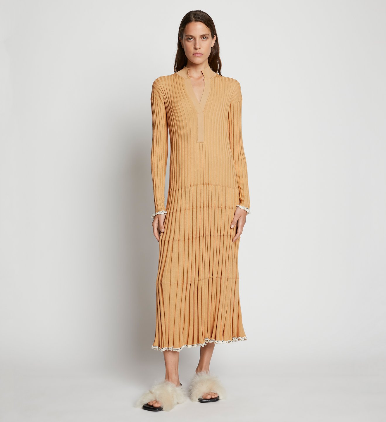 Silk Cashmere V-Neck Dress