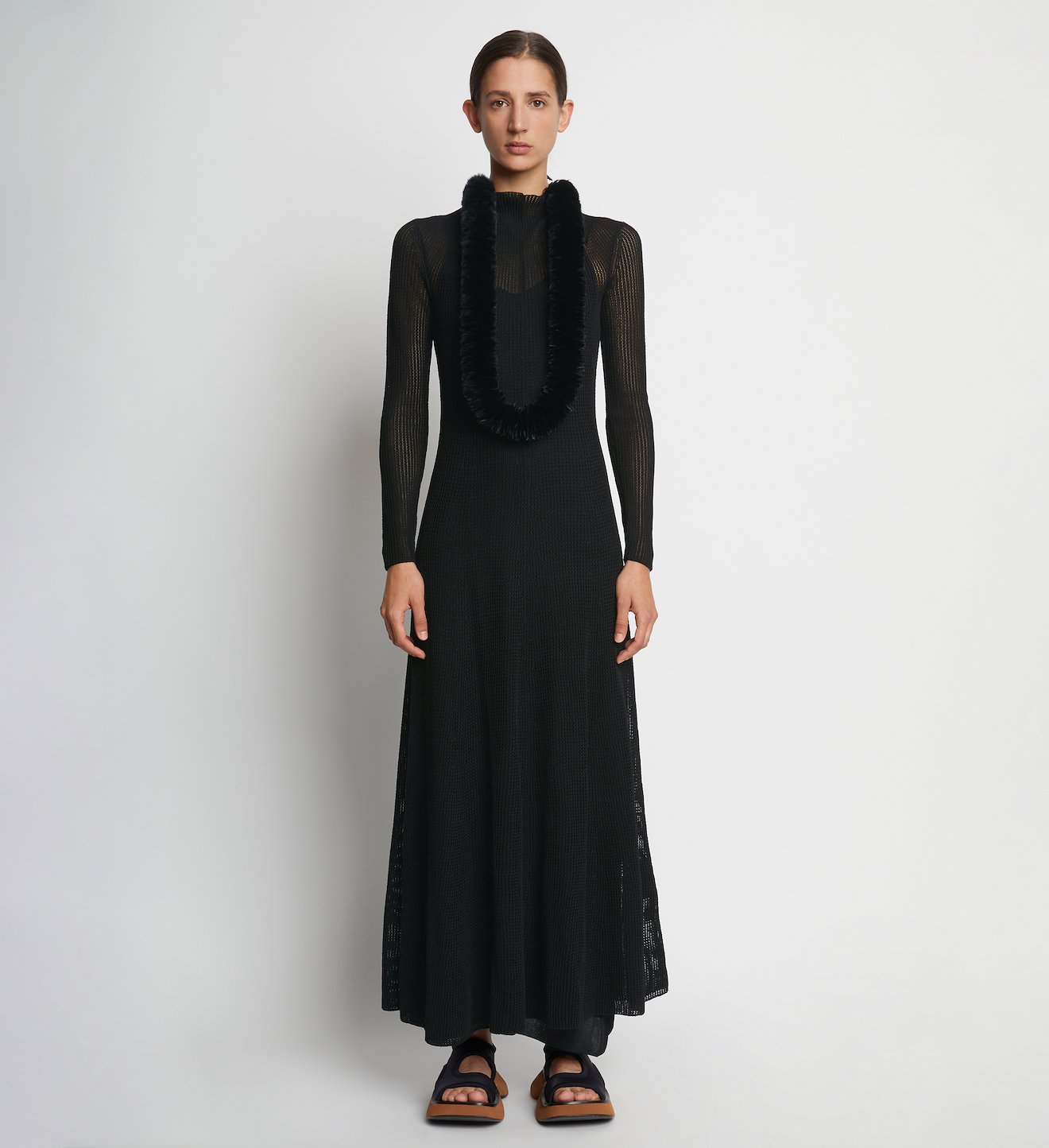Silk Cotton Mesh Knit Dress