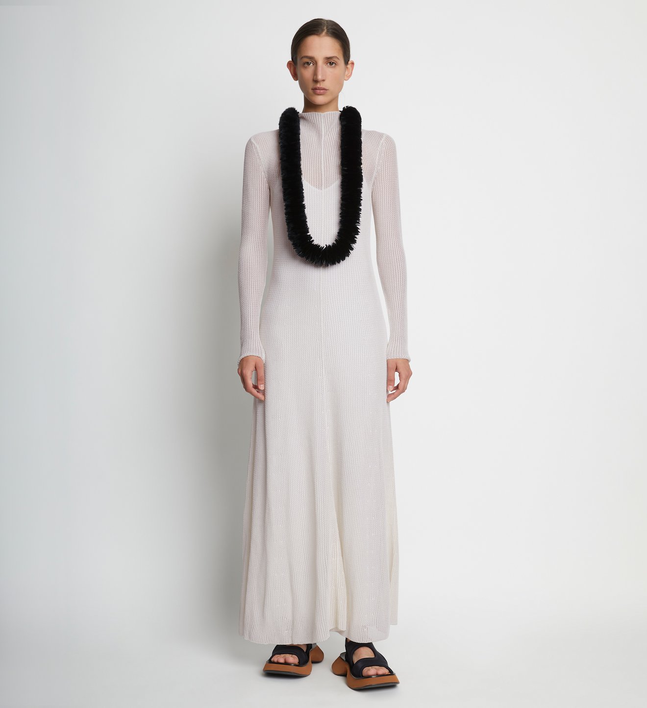 Silk Cotton Mesh Knit Dress