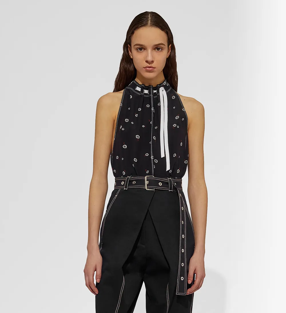 Silk Tie-Neck Top