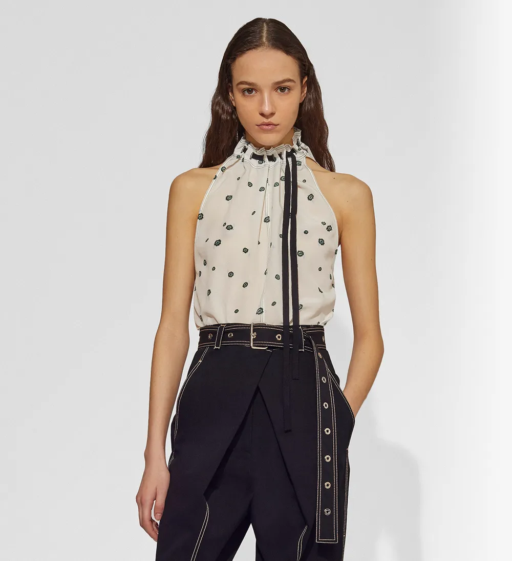 Silk Tie-Neck Top