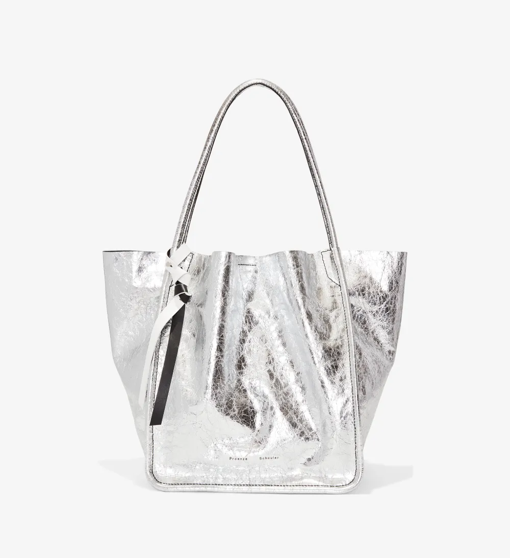 Proenza Schouler Silver Metallic L Tote Official Site Silver Metallic L Tote