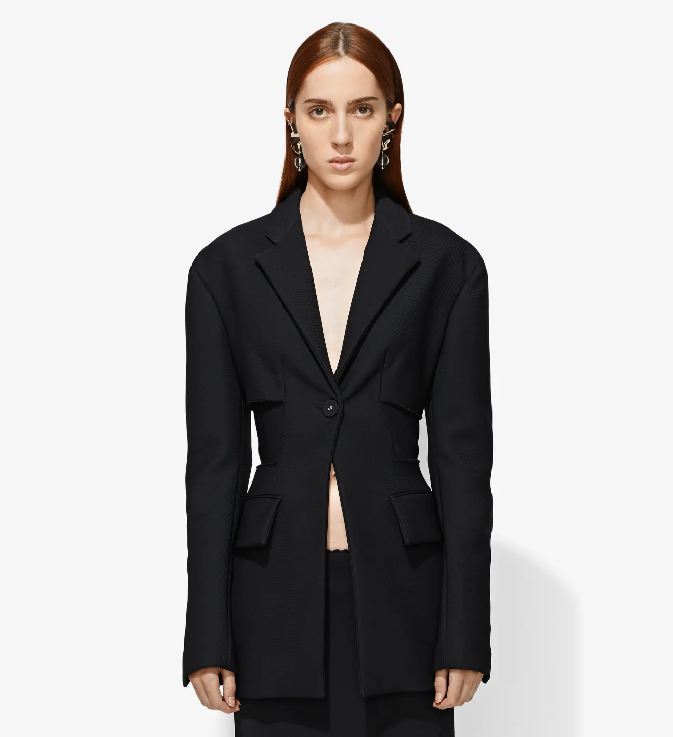 black one button blazer
