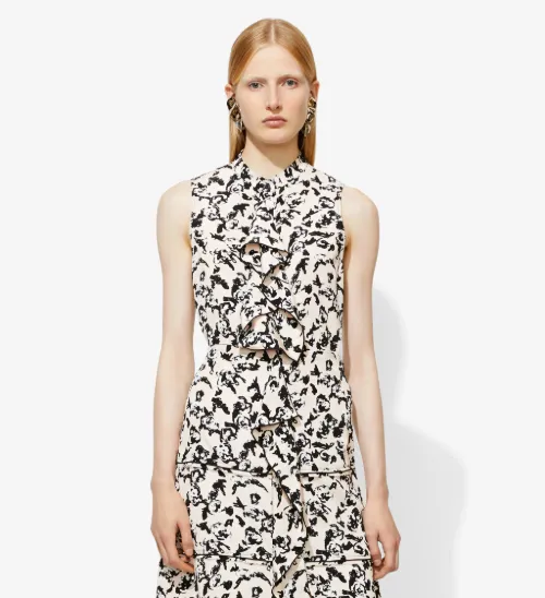 Sleeveless Ruffle Button Down