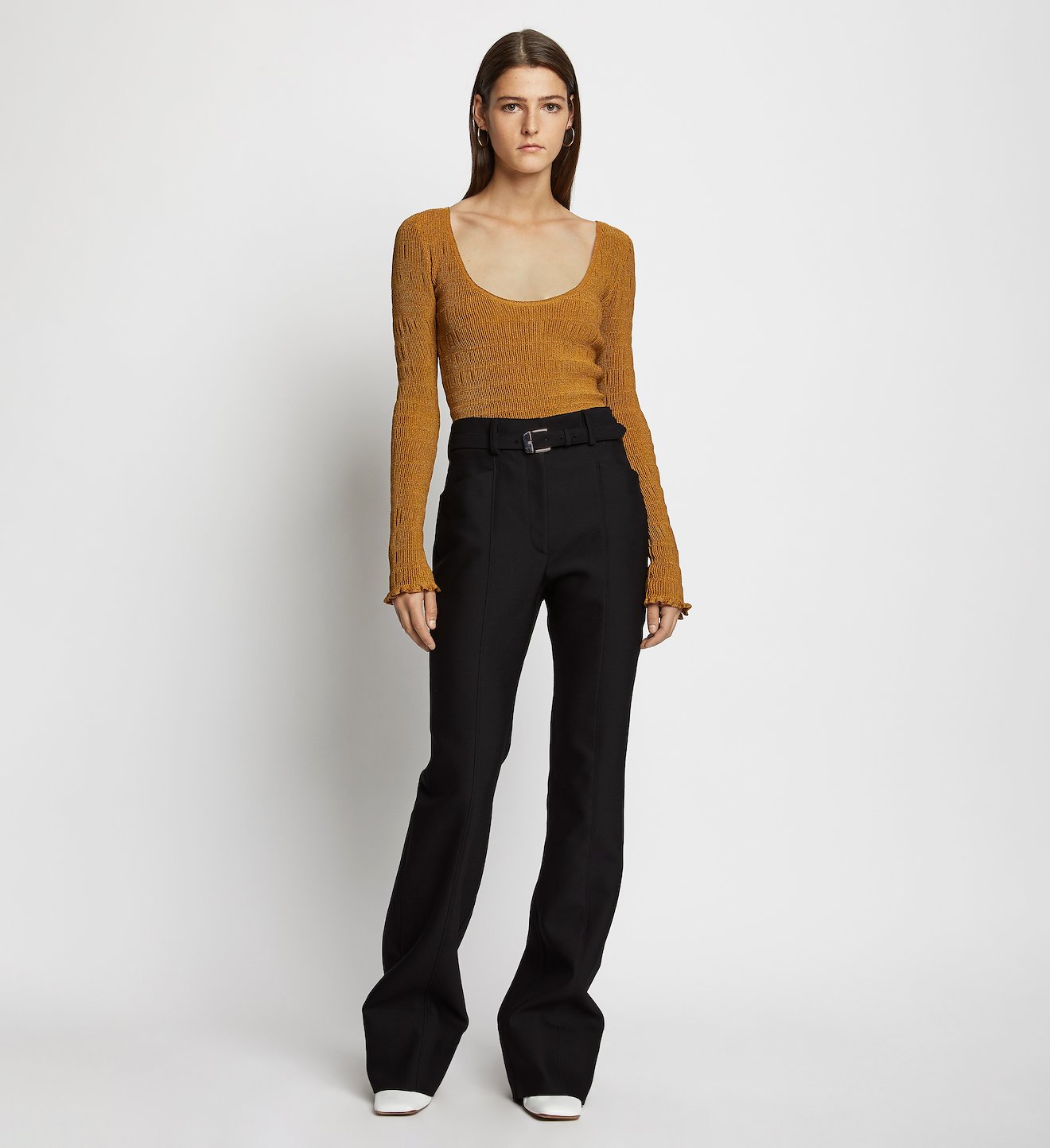 Slub Suiting Long Flare Pants