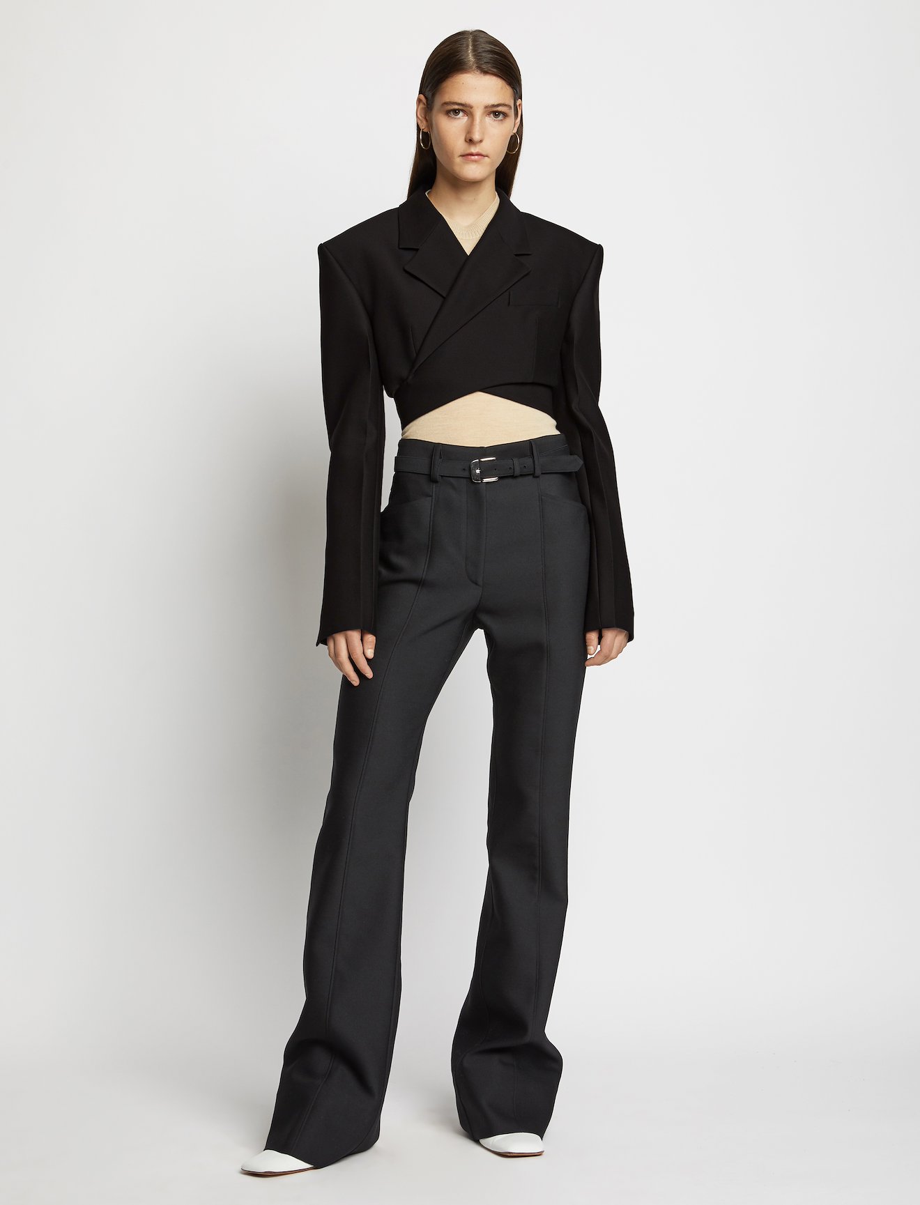 Slub Suiting Short Wrap Blazer #1