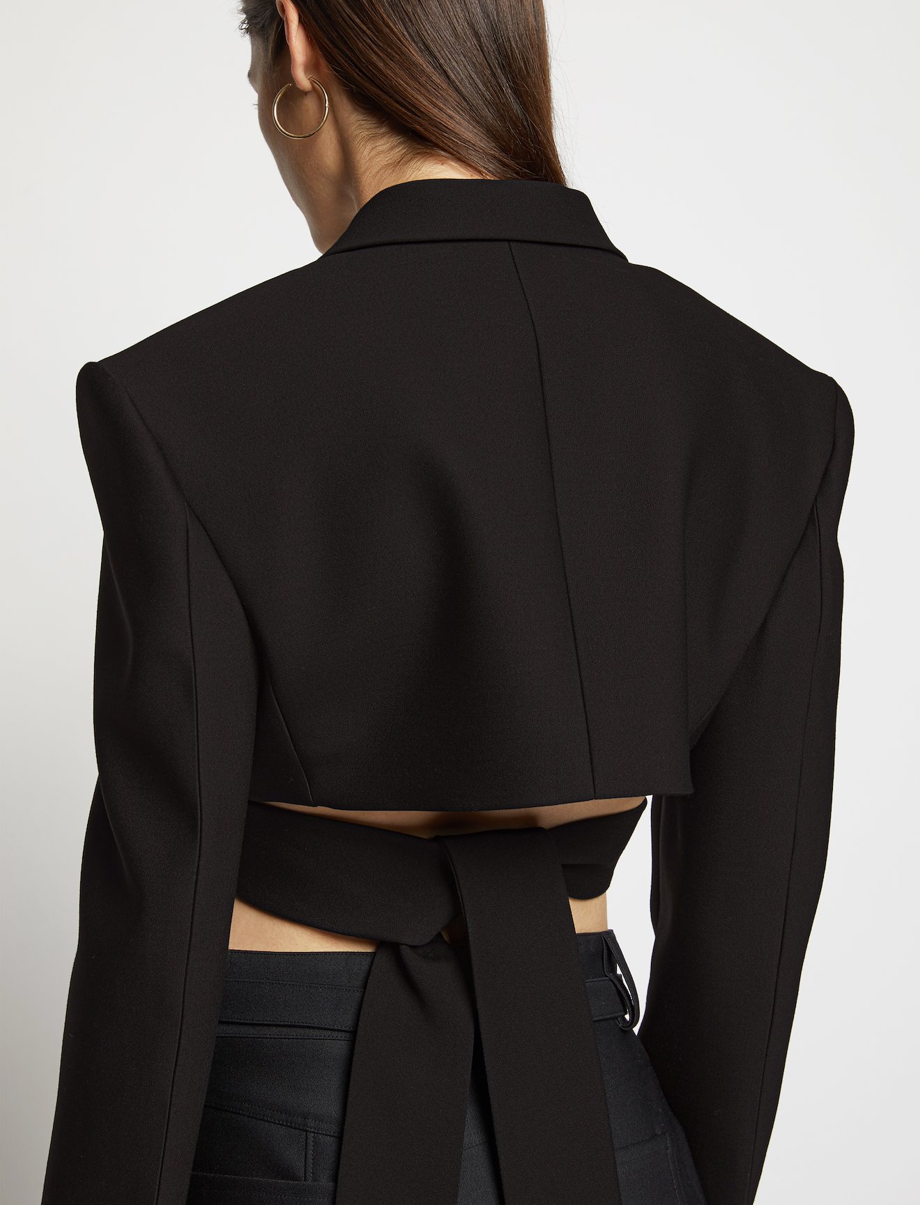 Slub Suiting Short Wrap Blazer #3