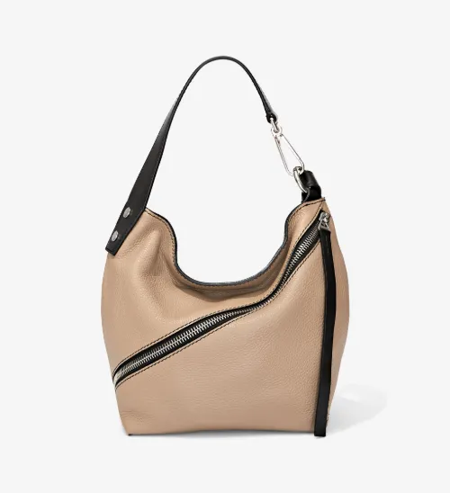 Small Pebbled Leather Zip Hobo