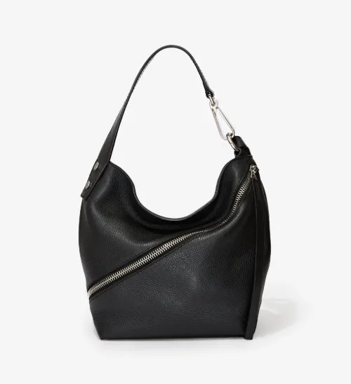 Small Pebbled Leather Zip Hobo