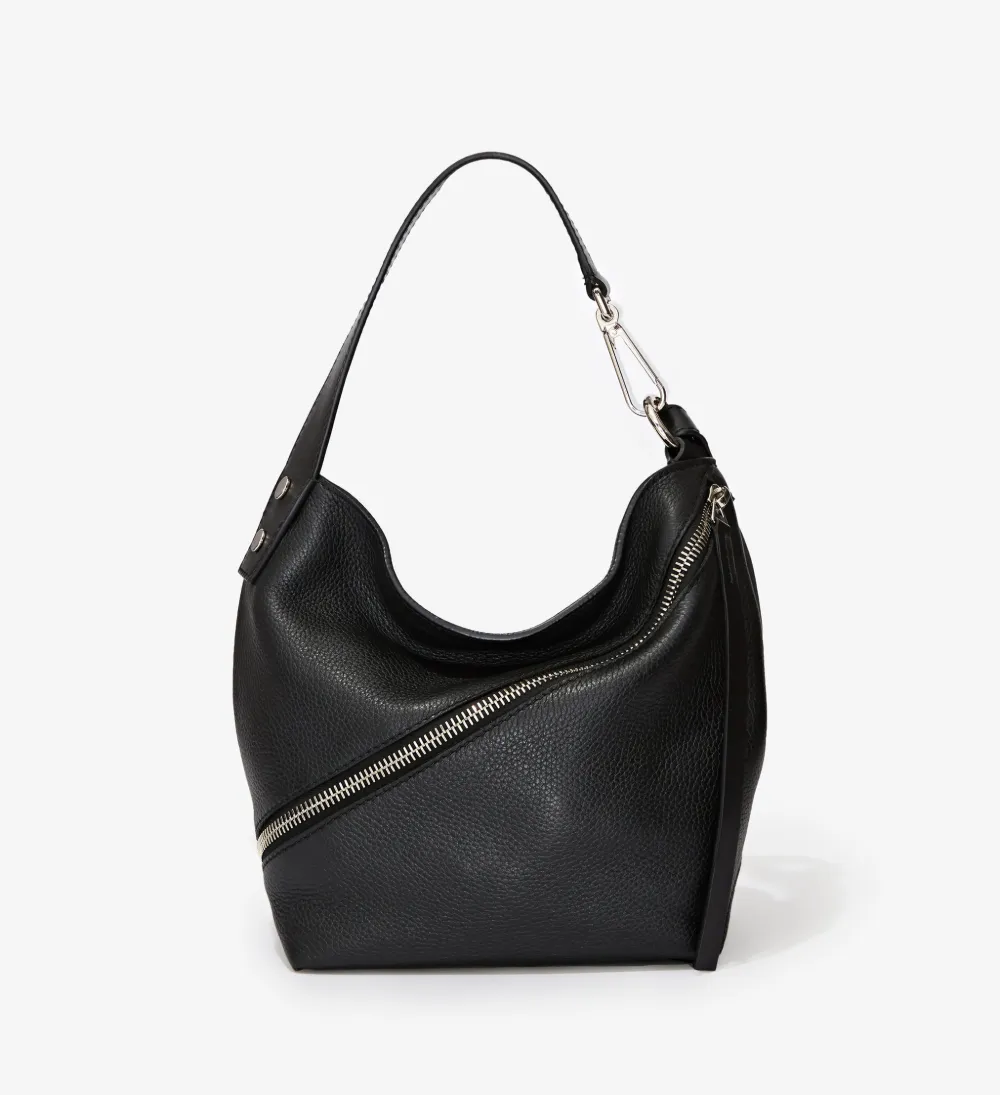Small Pebbled Leather Zip Hobo