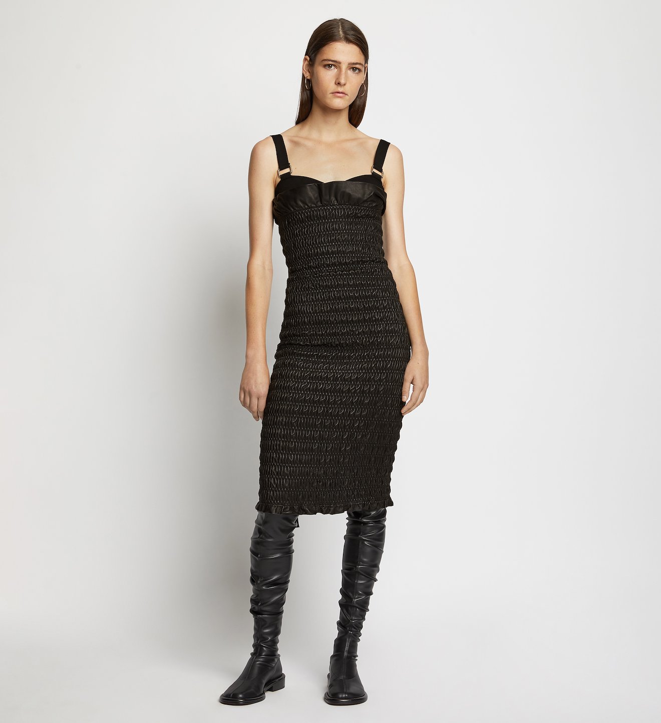 Smocked Leather Dress