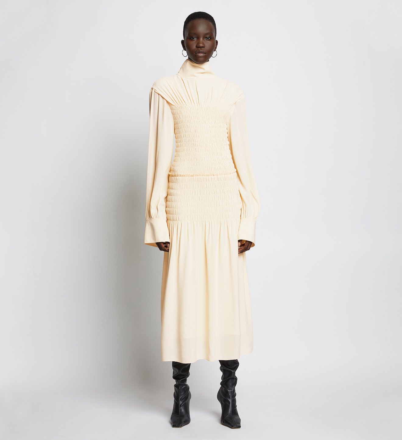 Smocked Turtleneck Dress