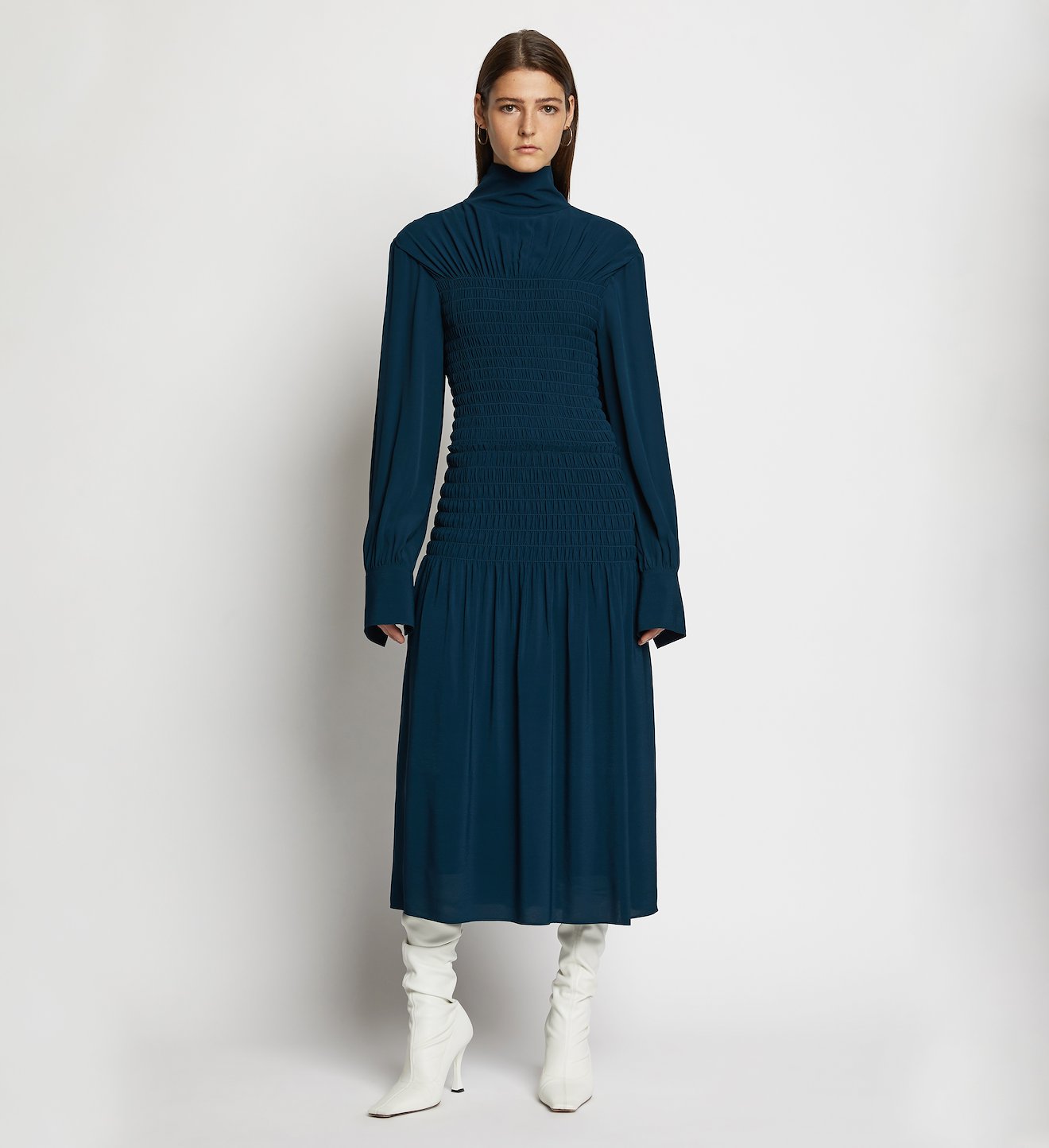 Smocked Turtleneck Dress