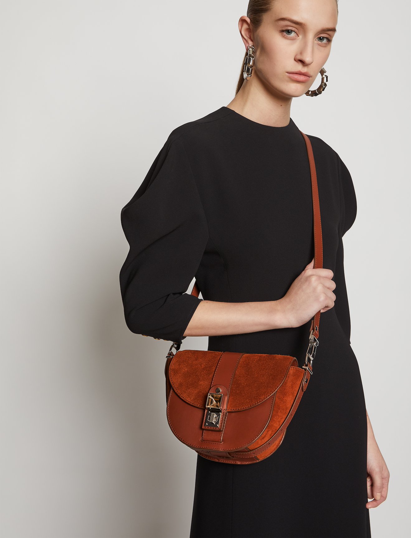 Smooth Leather and Suede PS11 Small Saddle Bag #2