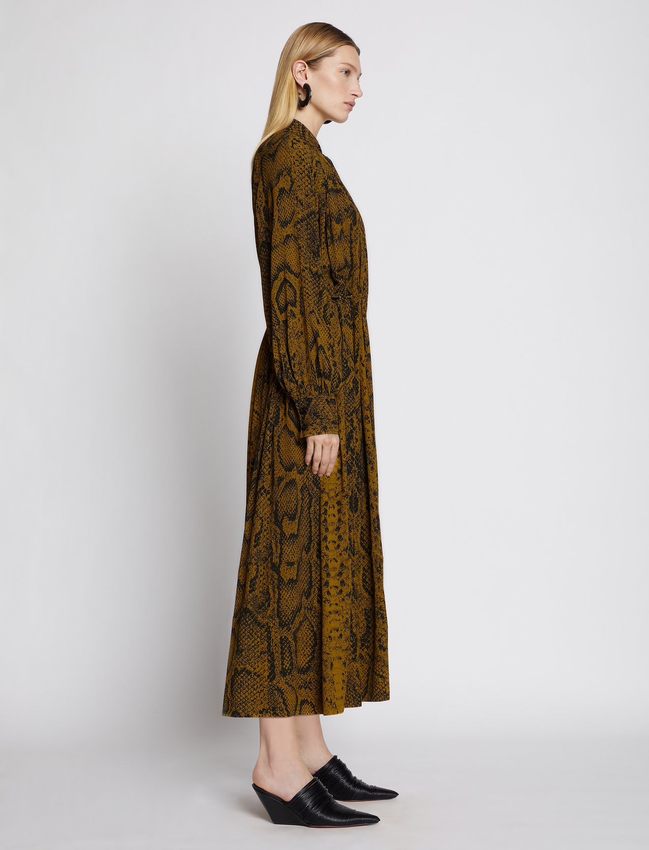 Snakeprint Crepe Shirt Dress #1